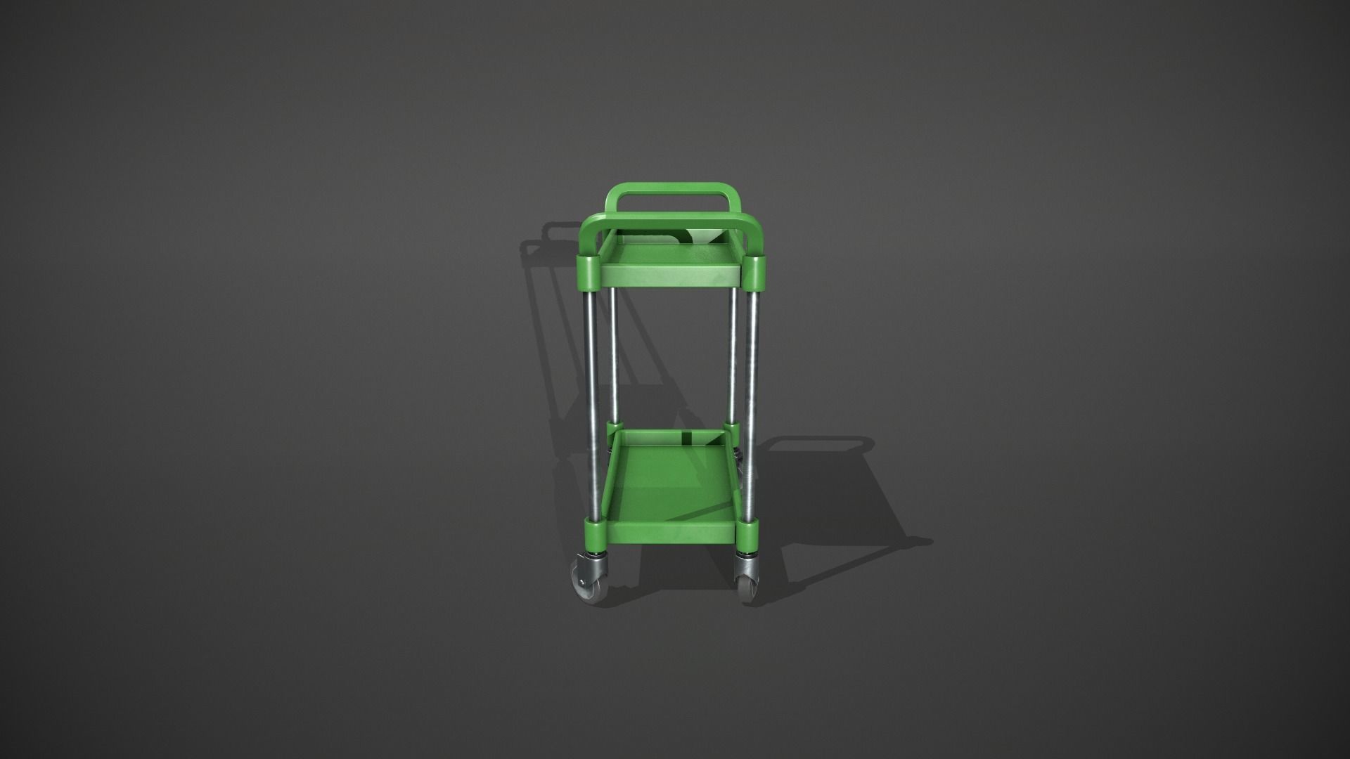 Green Service Cart Low-poly 3D model_2