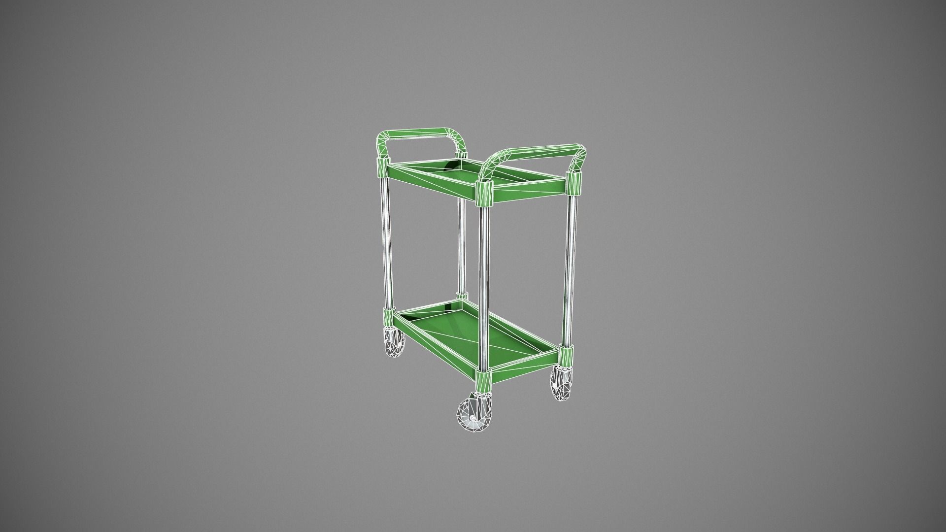 Green Service Cart Low-poly 3D model_15