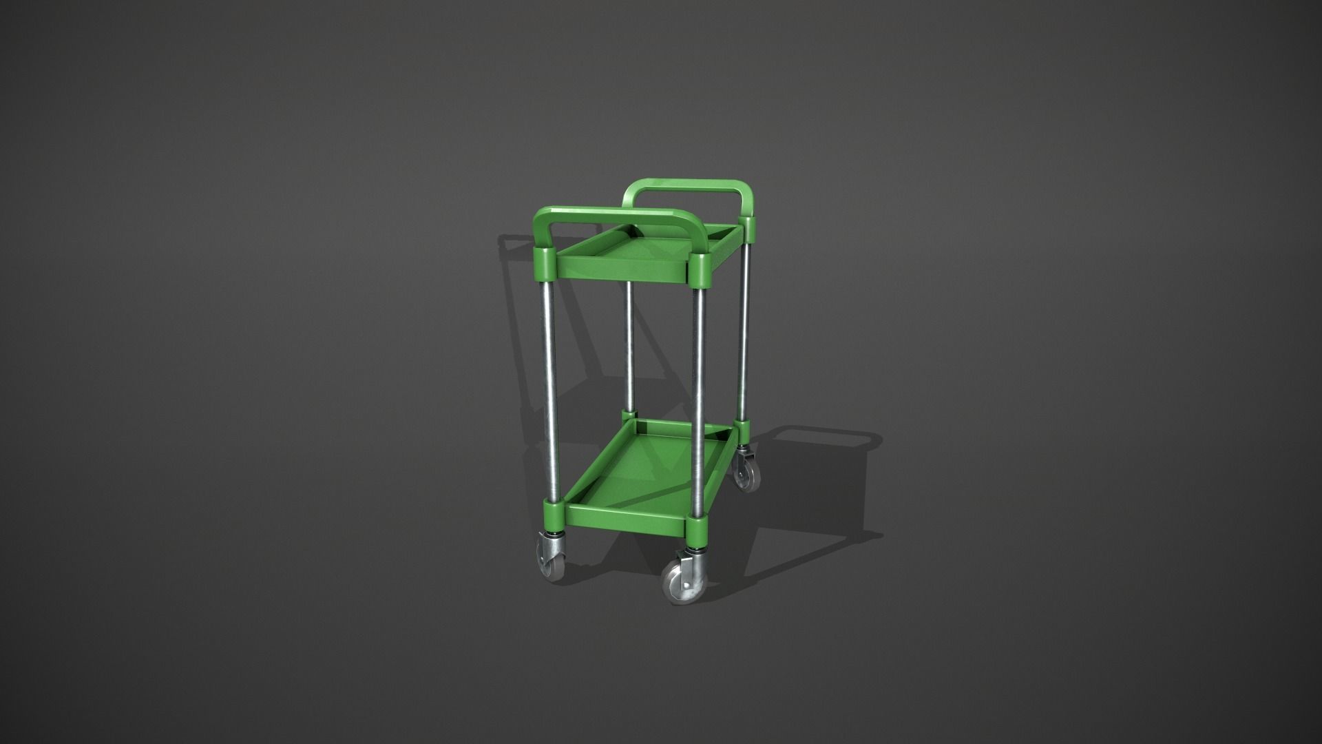 Green Service Cart Low-poly 3D model_7