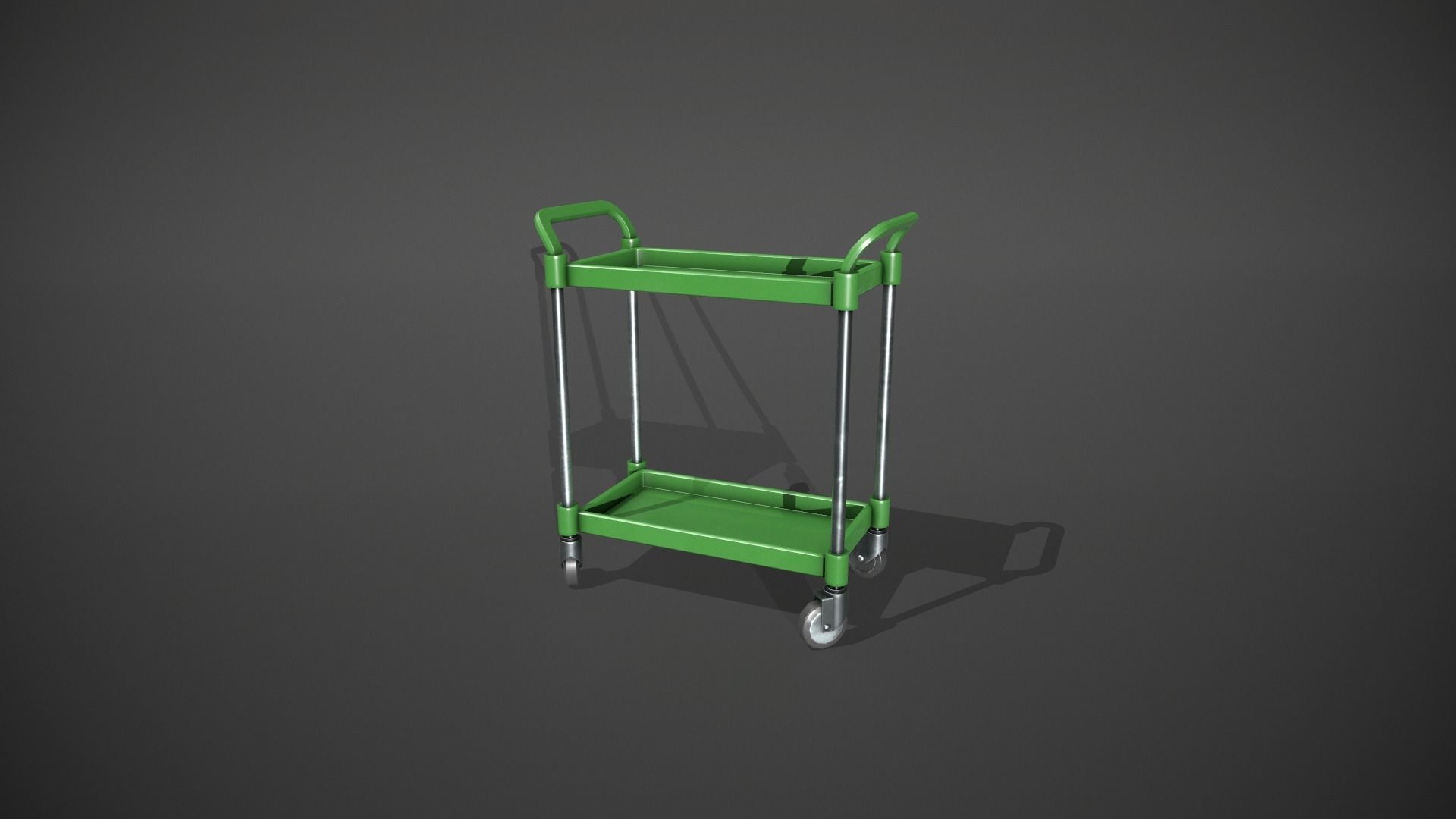 Green Service Cart Low-poly 3D model_4