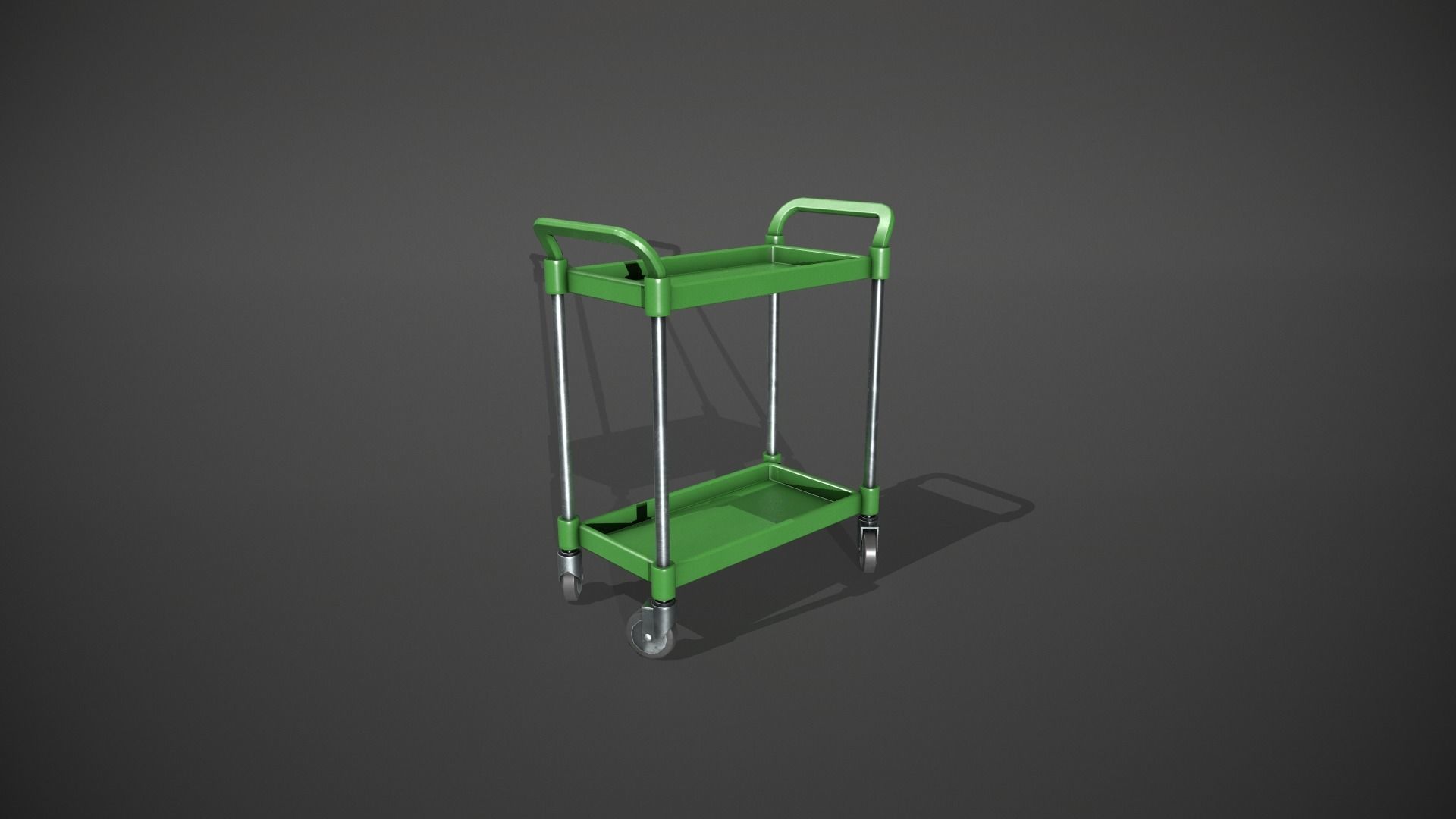Green Service Cart Low-poly 3D model_6