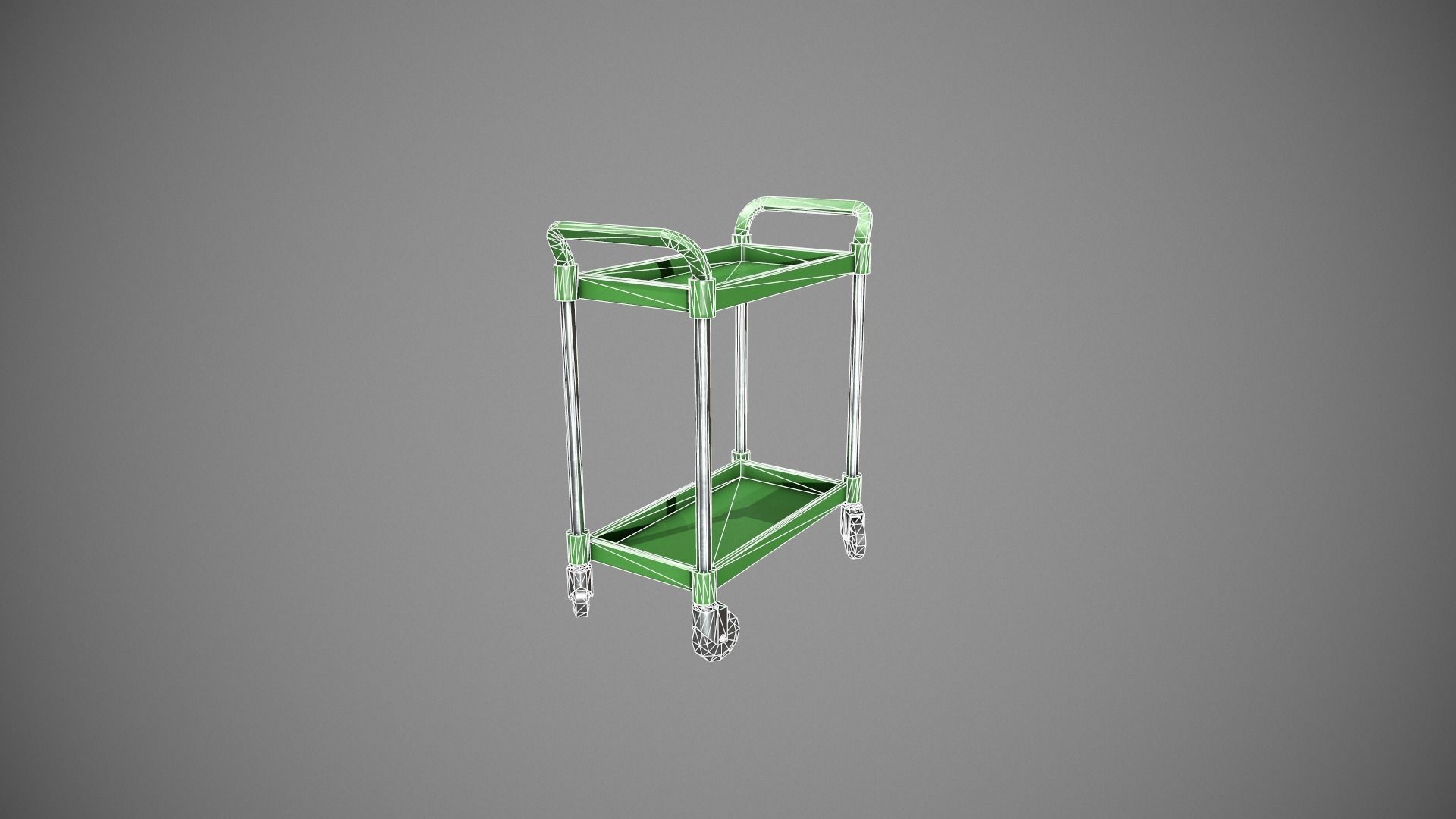 Green Service Cart Low-poly 3D model_13
