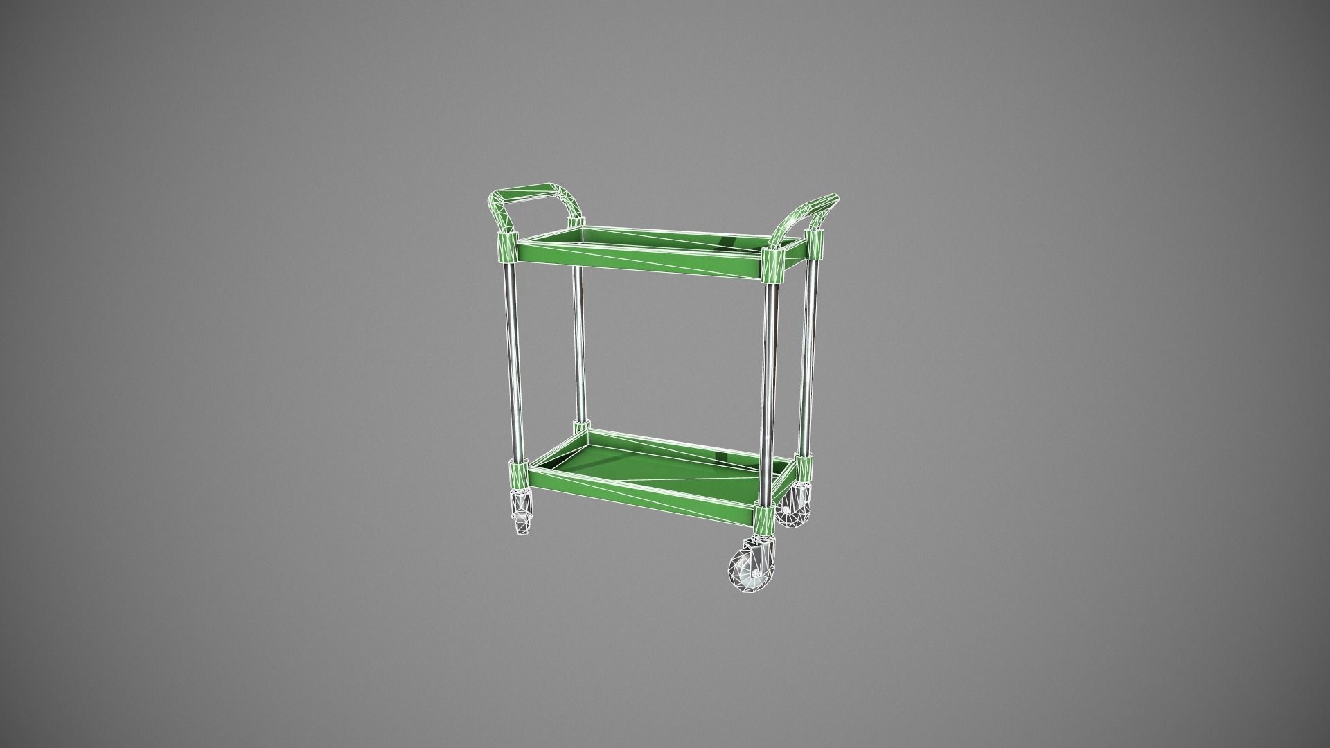 Green Service Cart Low-poly 3D model_16