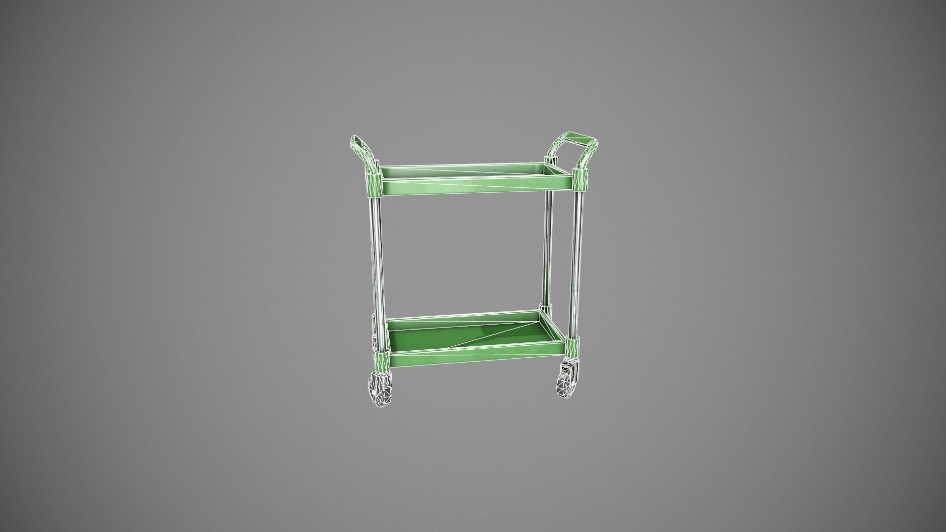 Green Service Cart Low-poly 3D model_17