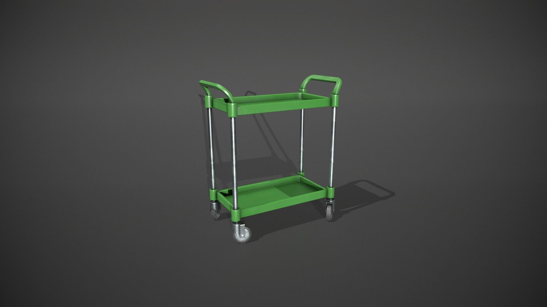 Green Service Cart Low-poly 3D model_11