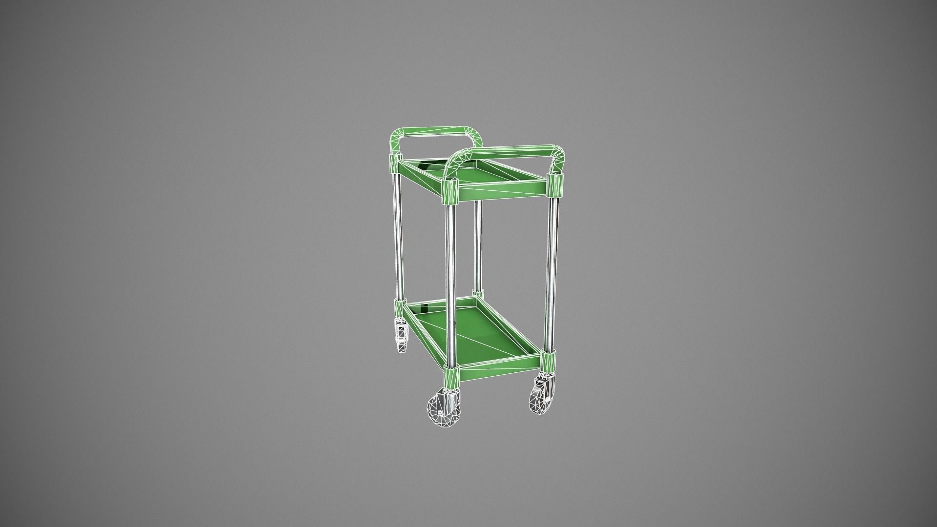 Green Service Cart Low-poly 3D model_20