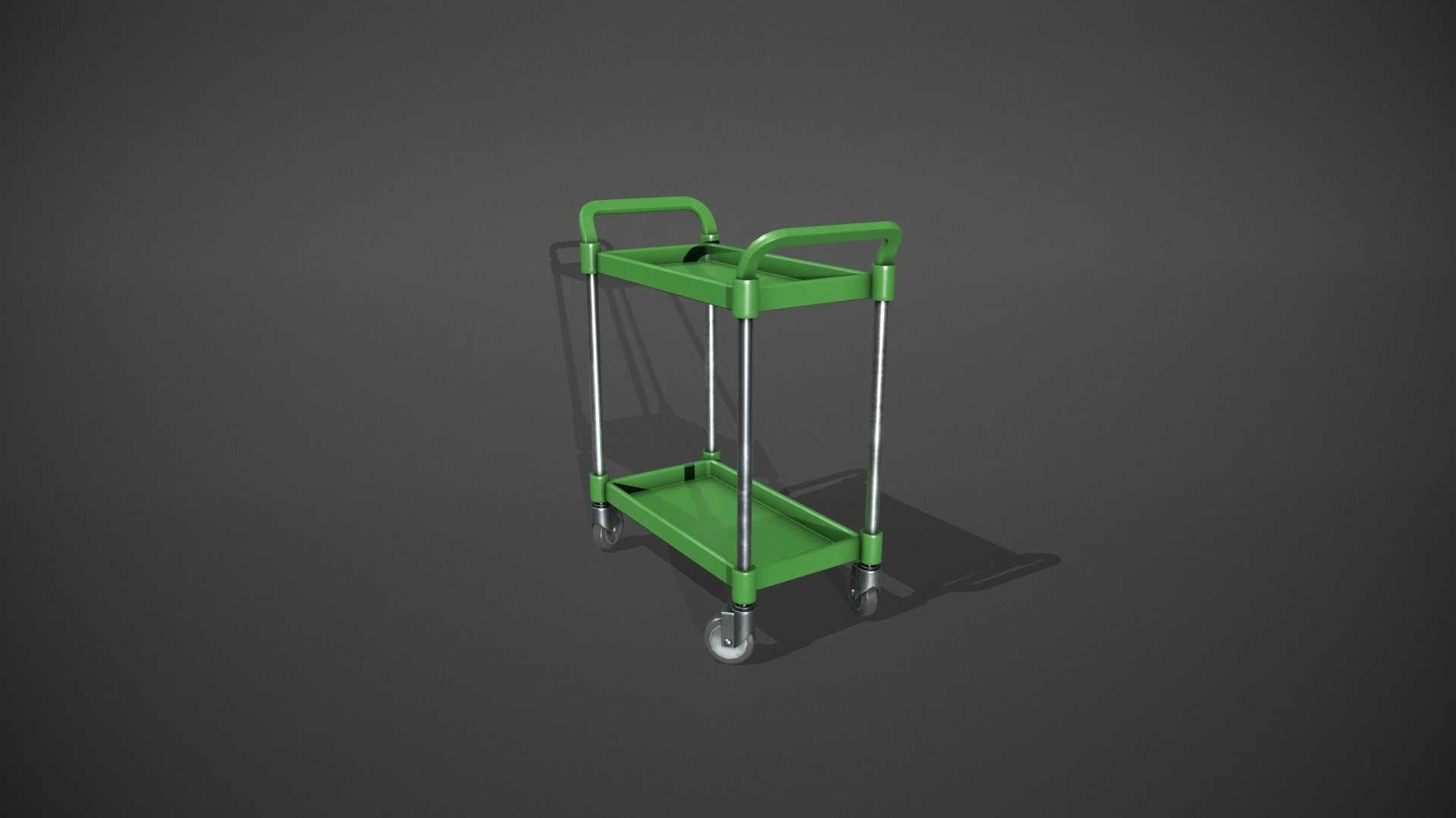 Green Service Cart Low-poly 3D model_3