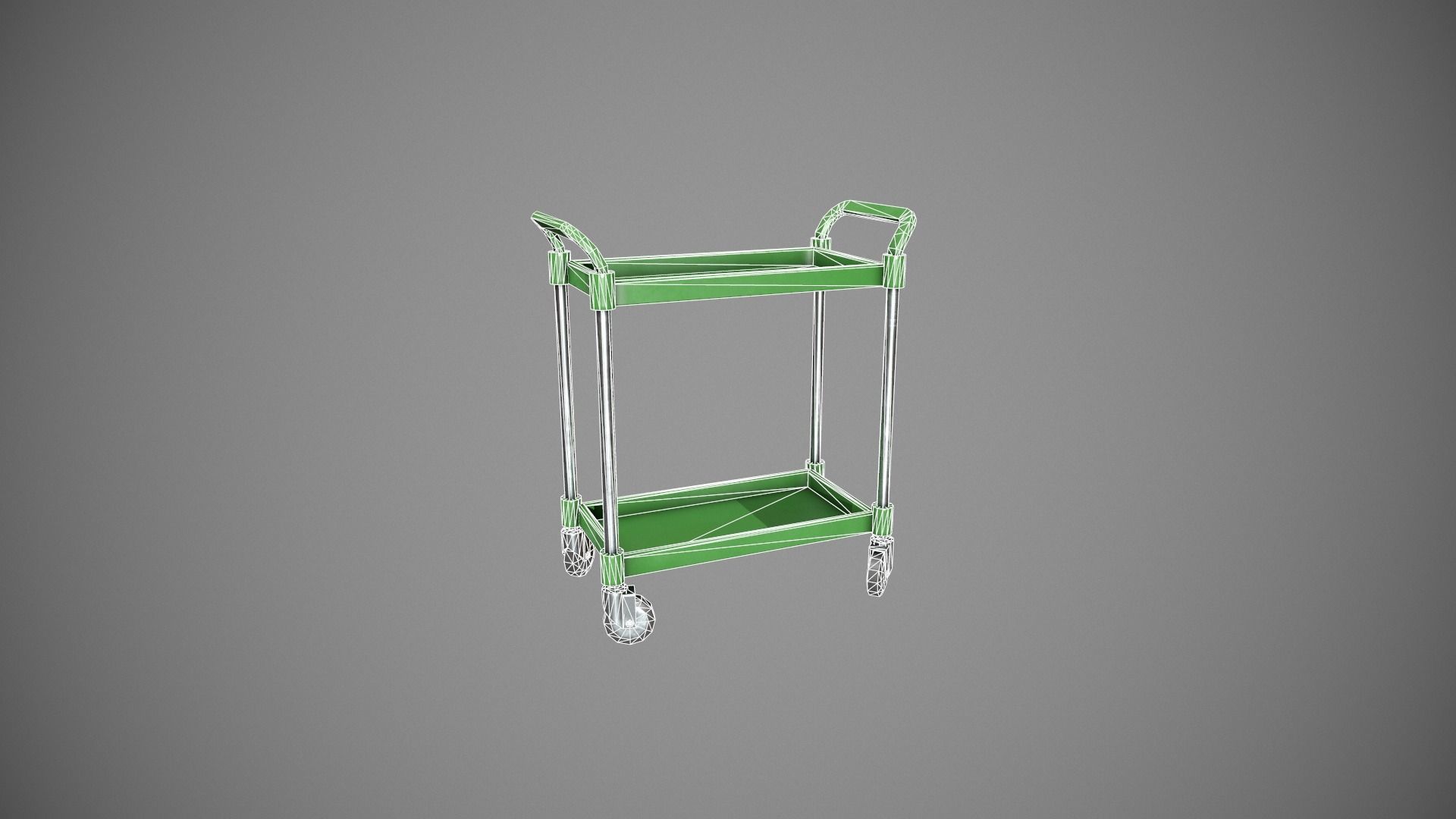 Green Service Cart Low-poly 3D model_12