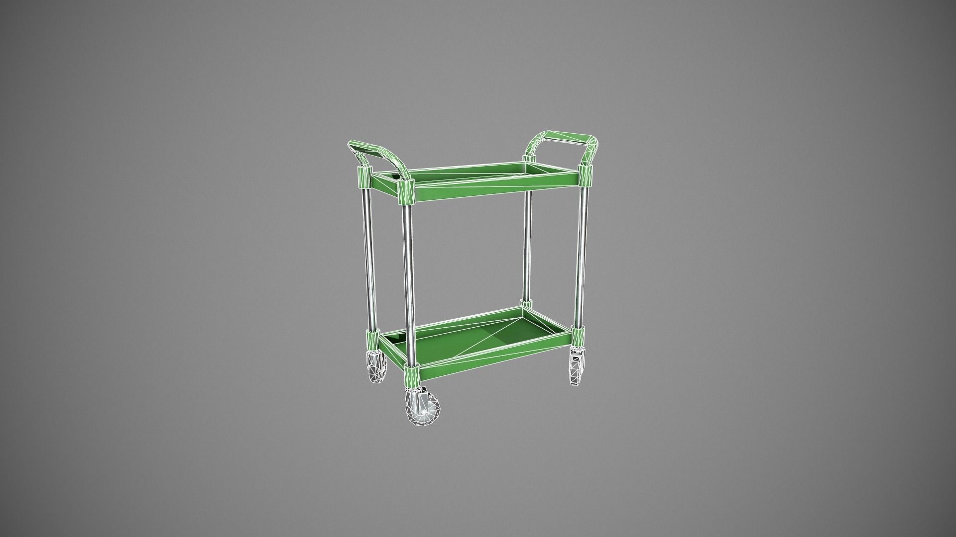 Green Service Cart Low-poly 3D model_23