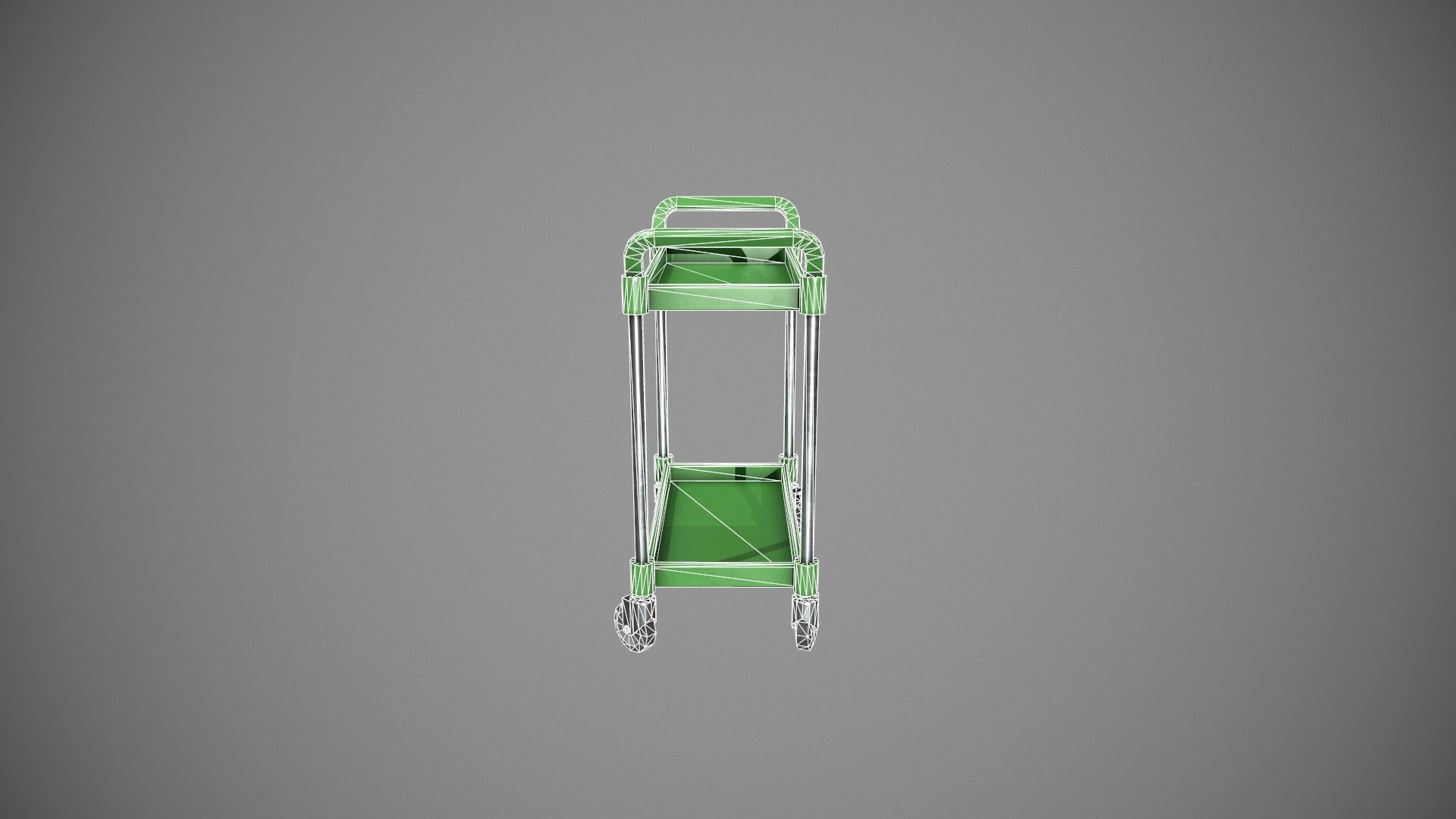 Green Service Cart Low-poly 3D model_14