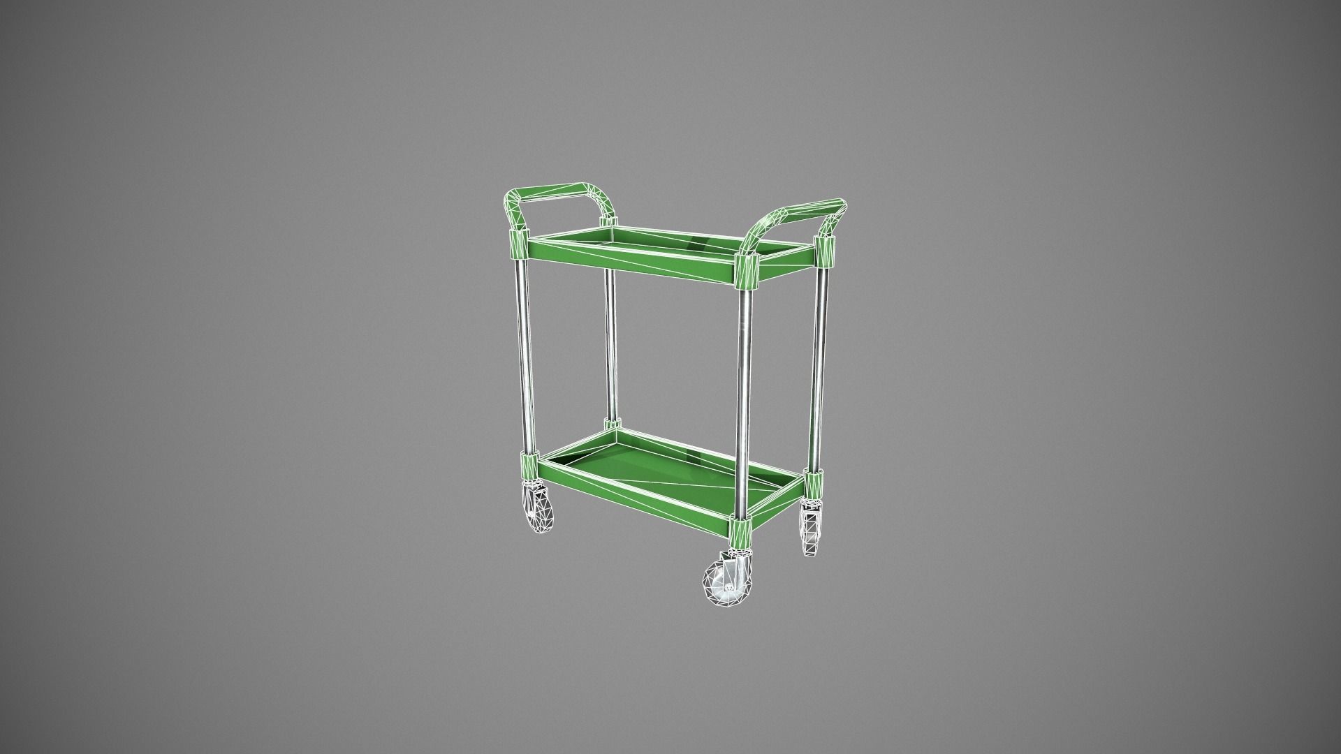 Green Service Cart Low-poly 3D model_21