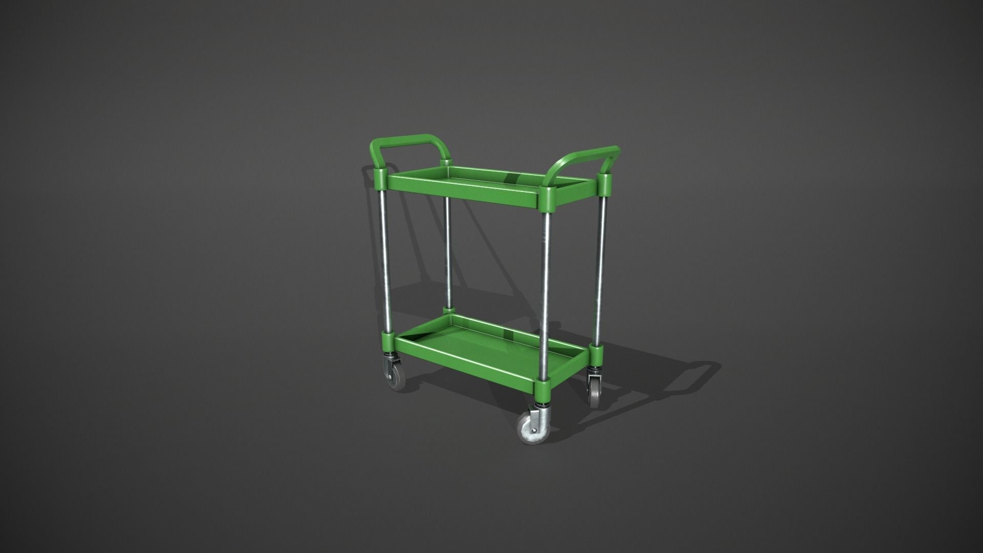 Green Service Cart Low-poly 3D model_9