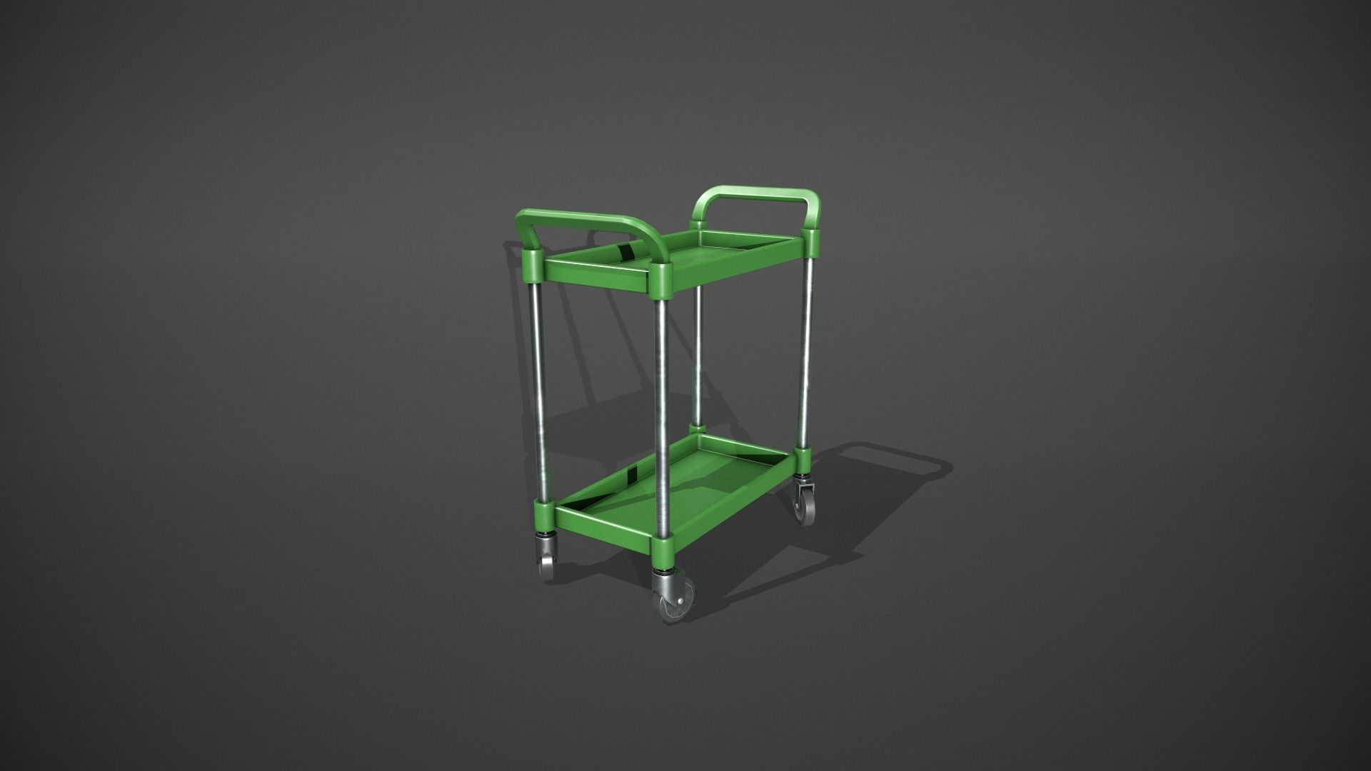 Green Service Cart Low-poly 3D model_1