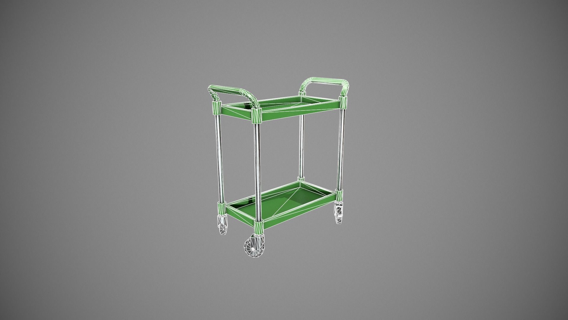 Green Service Cart Low-poly 3D model_18