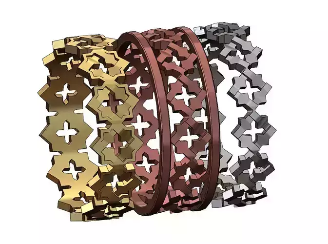 Moucharabeih Faceted Rings 3D print model
