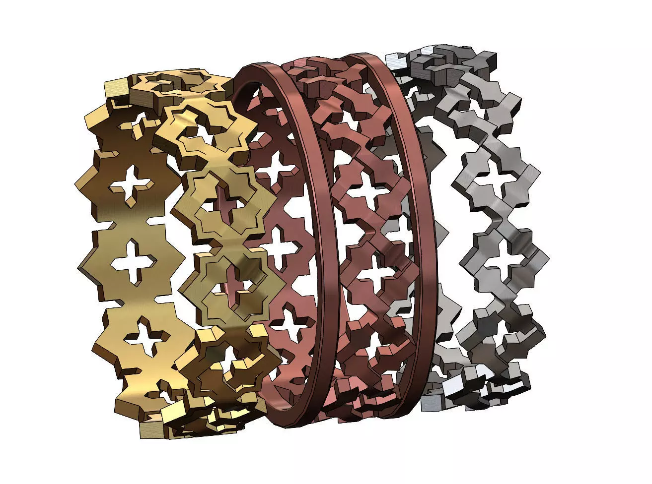 Moucharabeih Faceted Rings 3D print model_0