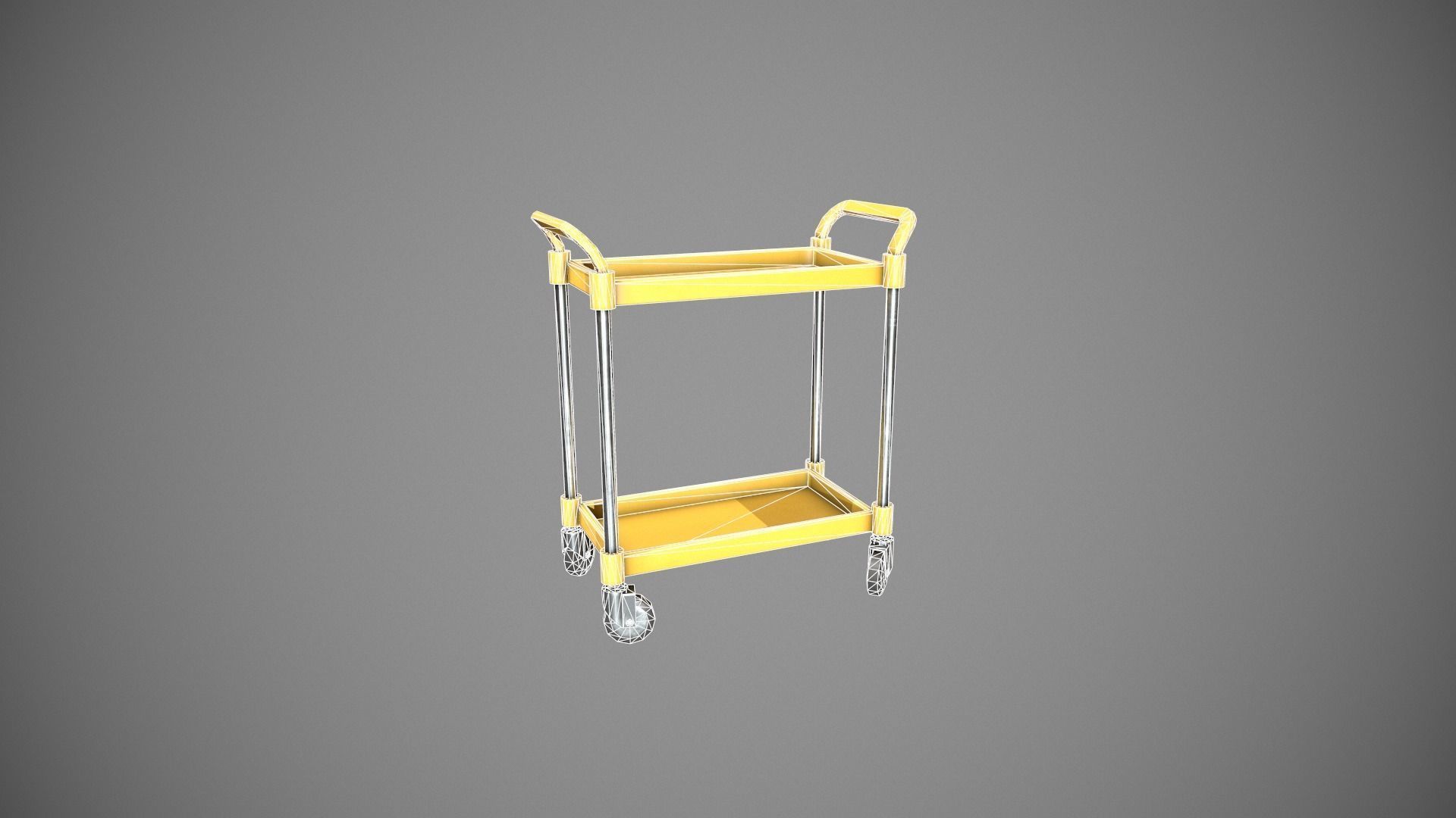 Yellow Service Cart Low-poly 3D model_12