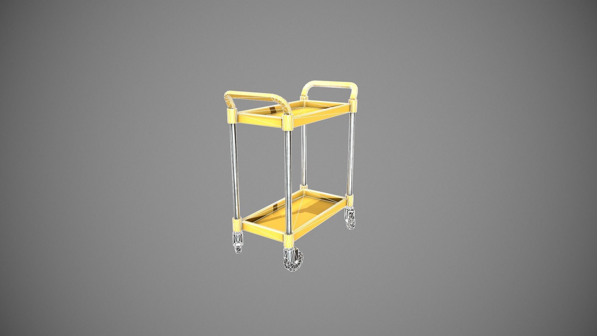 Yellow Service Cart Low-poly 3D model_13