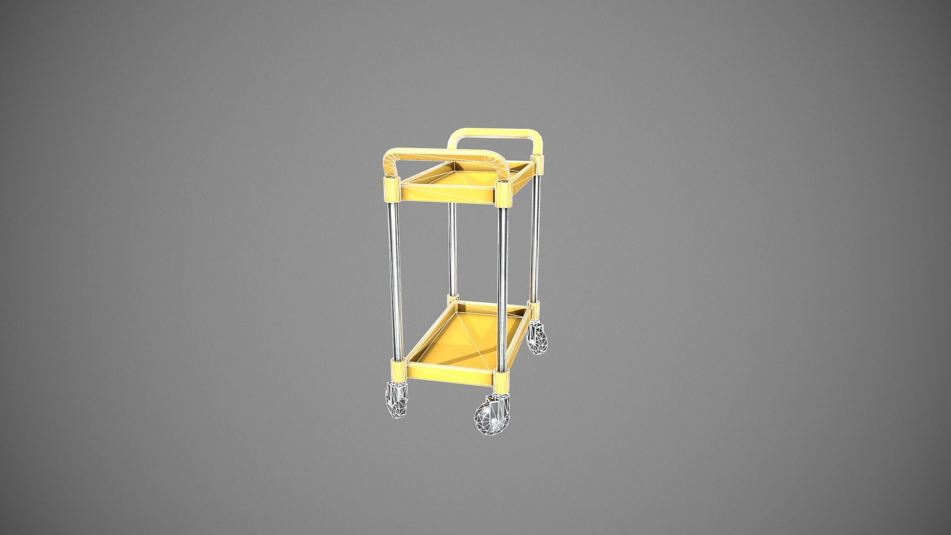 Yellow Service Cart Low-poly 3D model_19