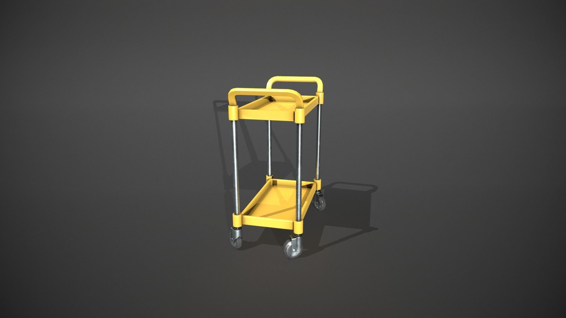 Yellow Service Cart Low-poly 3D model_7