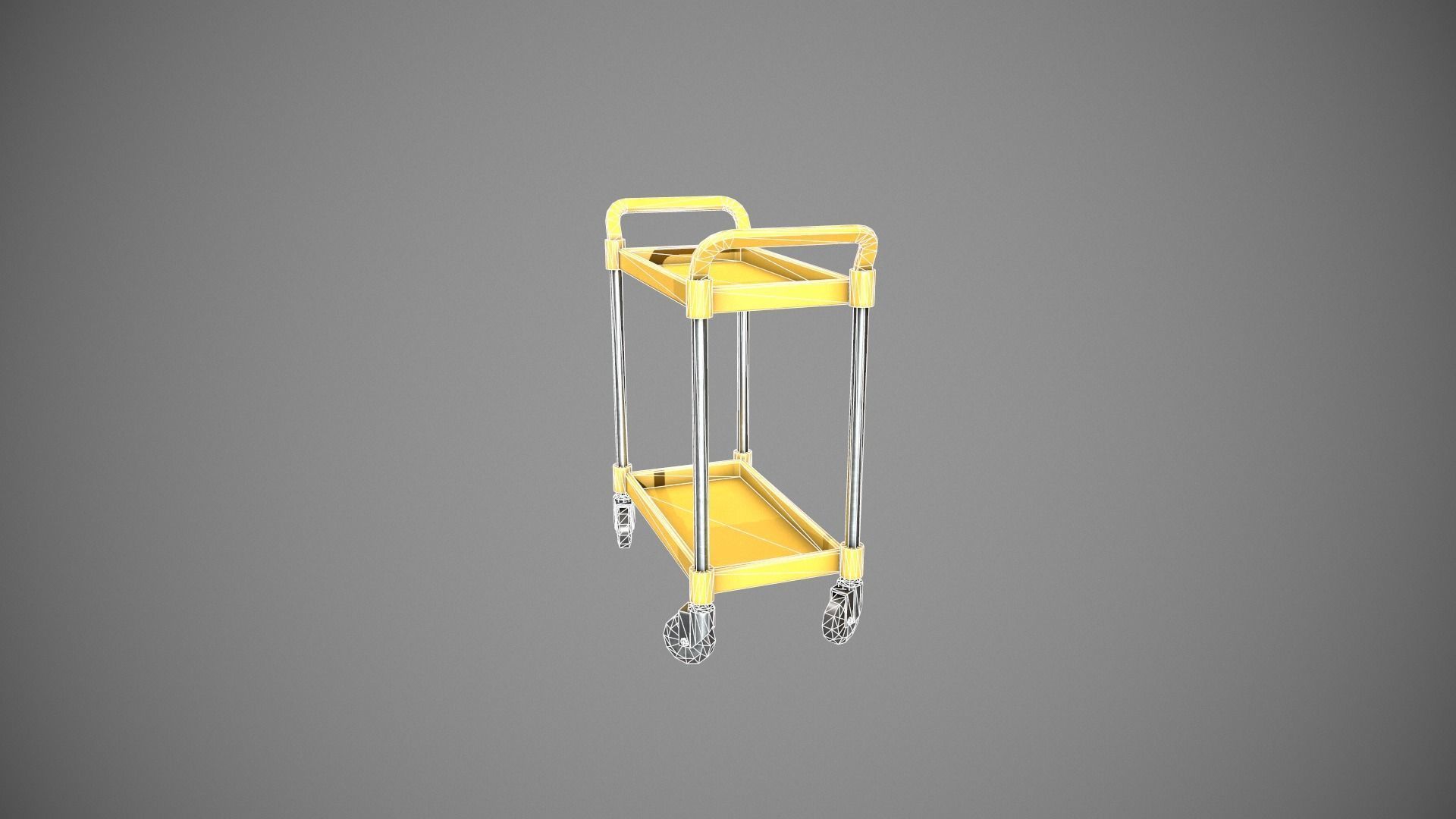 Yellow Service Cart Low-poly 3D model_20