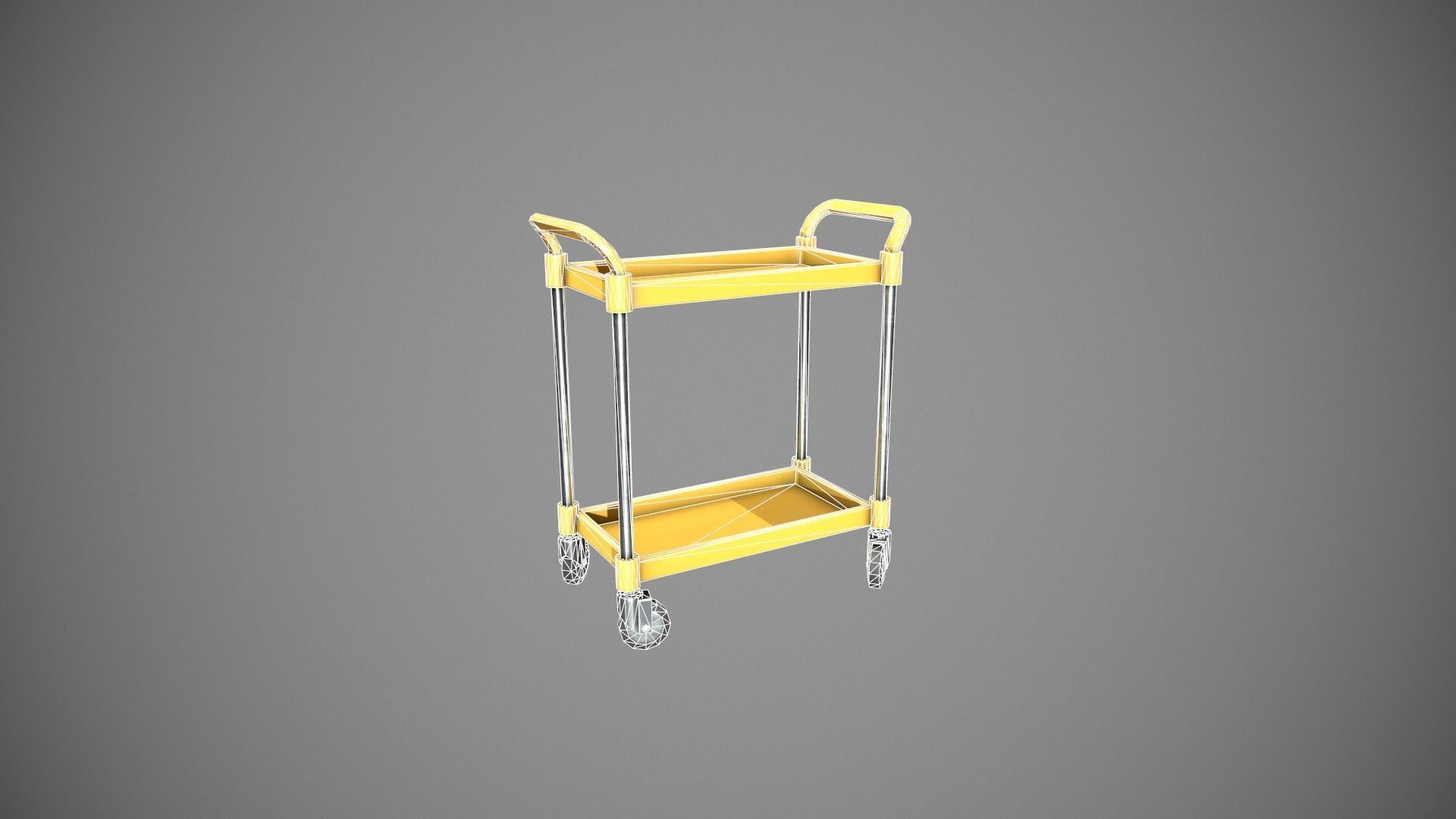 Yellow Service Cart Low-poly 3D model_23