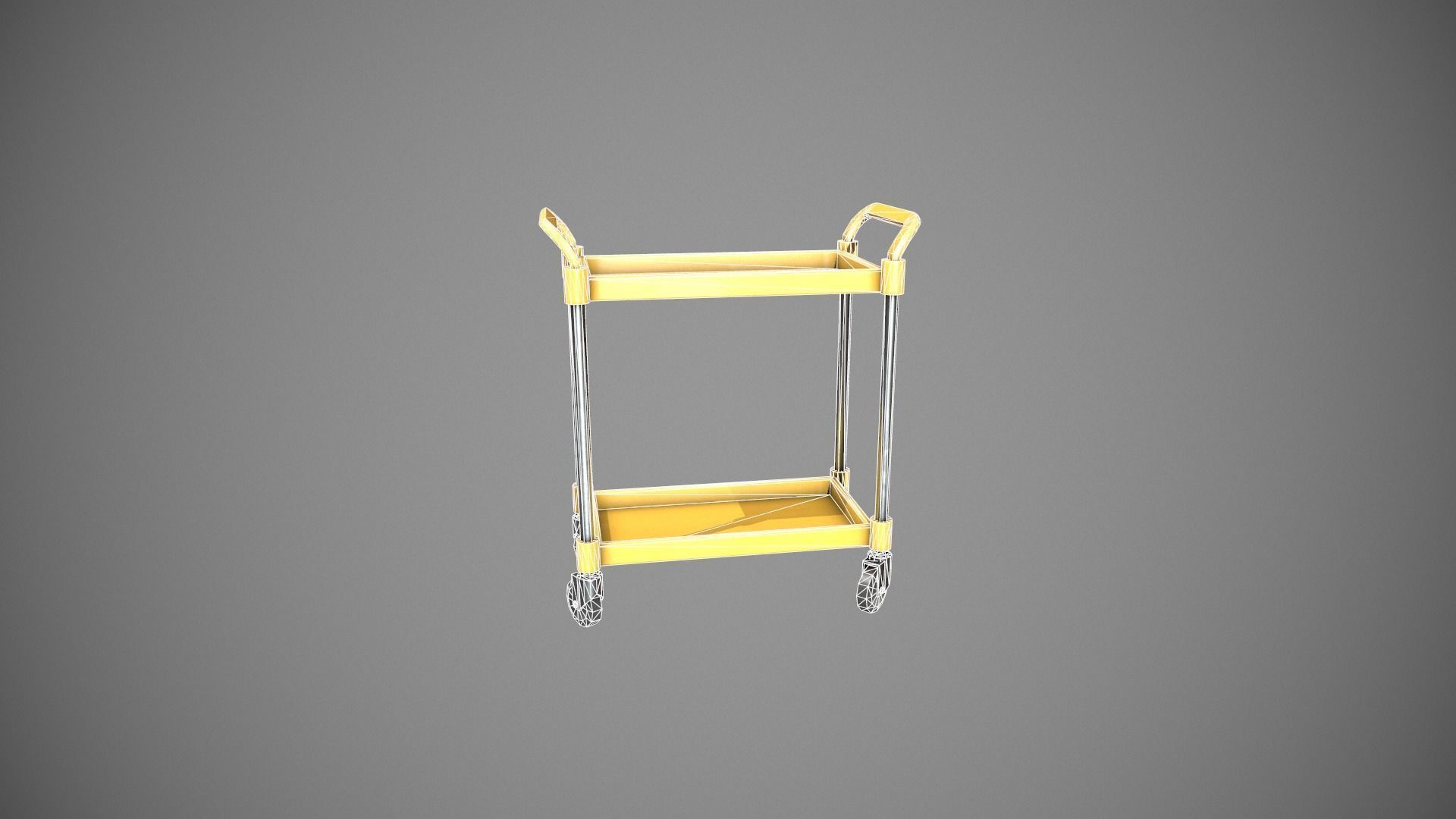 Yellow Service Cart Low-poly 3D model_17