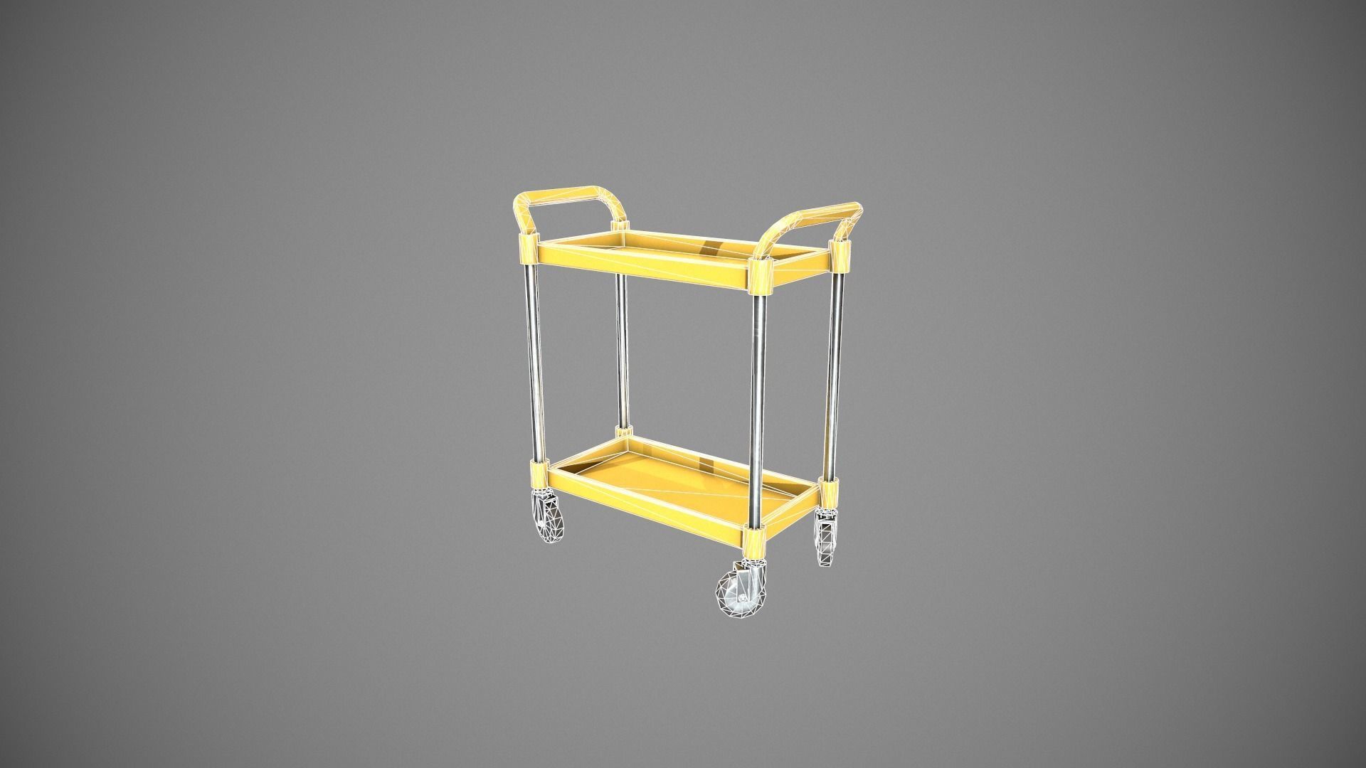 Yellow Service Cart Low-poly 3D model_21