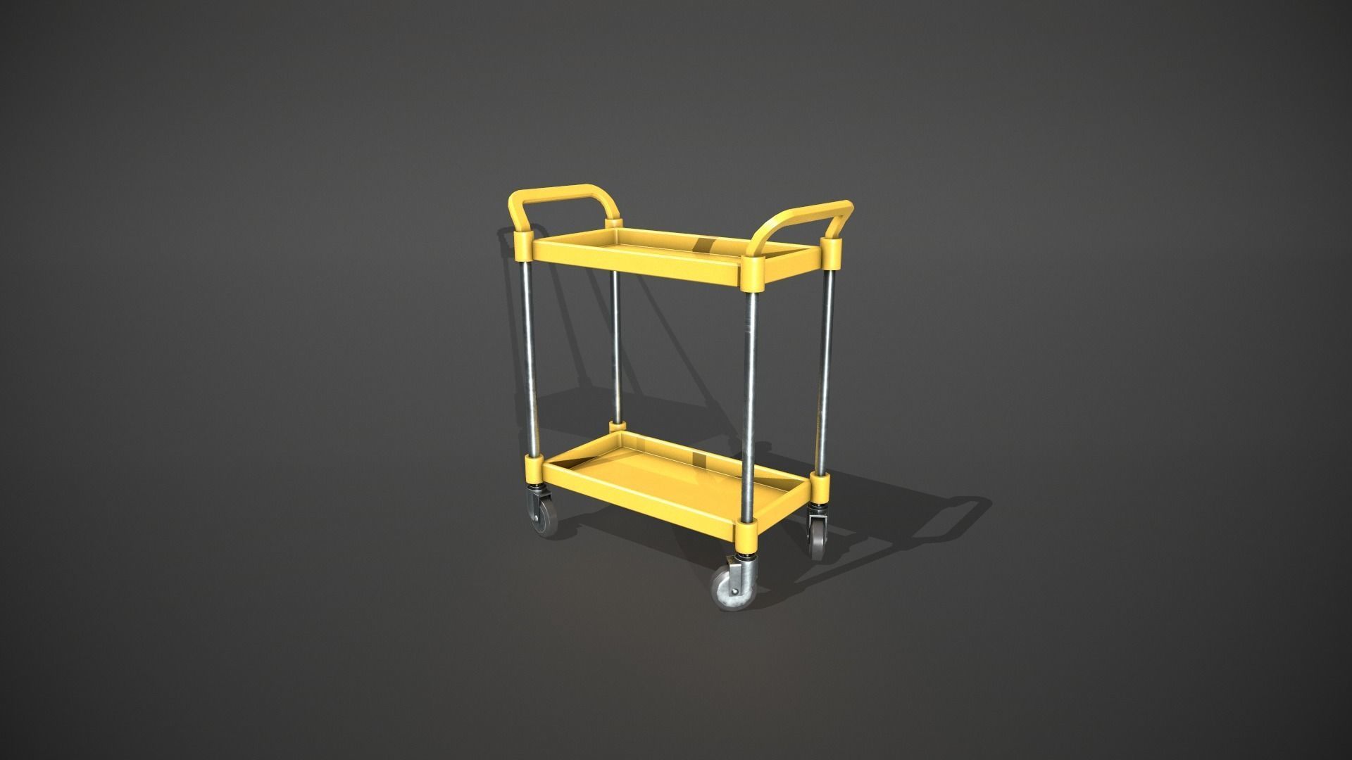 Yellow Service Cart Low-poly 3D model_9