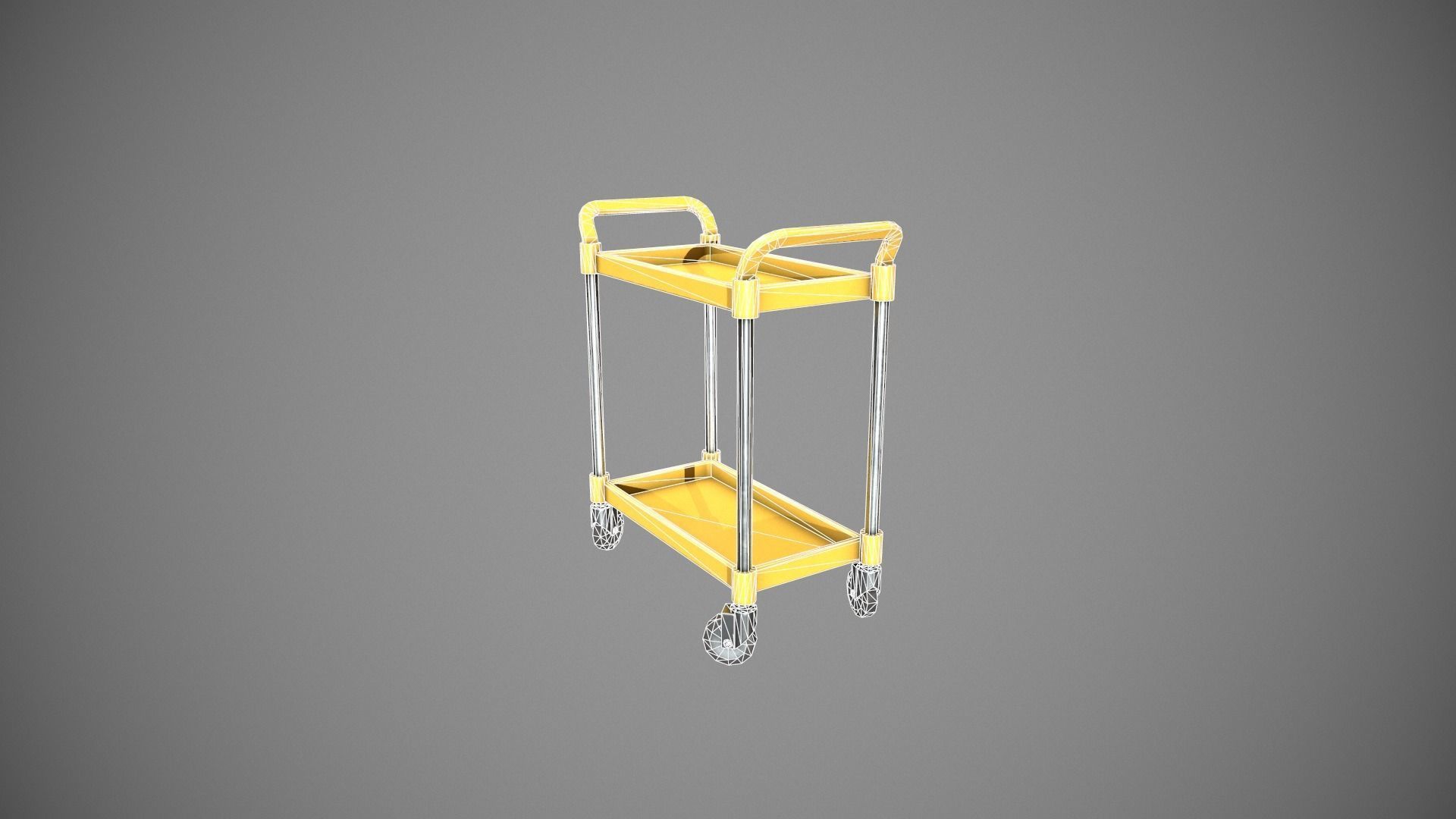 Yellow Service Cart Low-poly 3D model_15