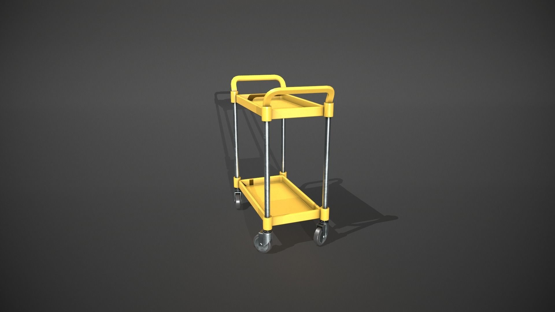 Yellow Service Cart Low-poly 3D model_8