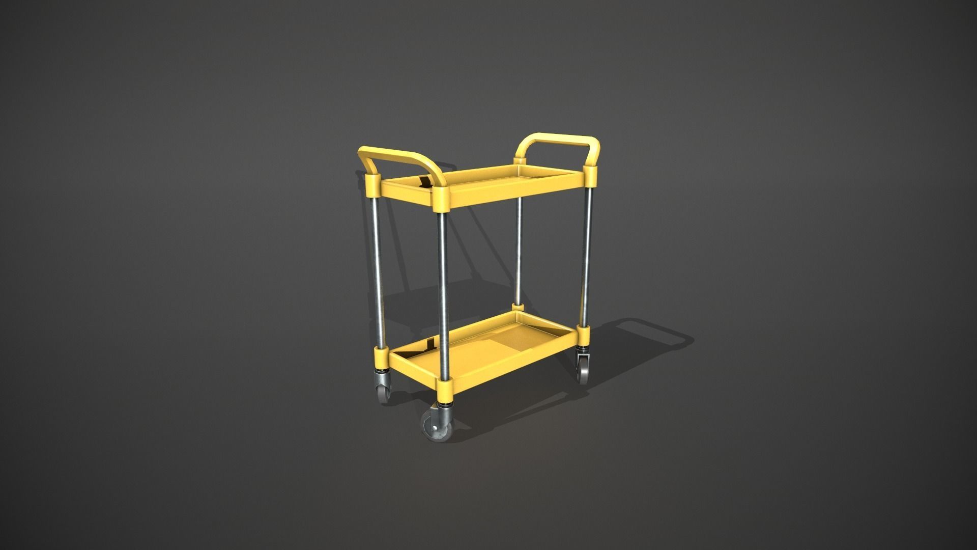 Yellow Service Cart Low-poly 3D model_6