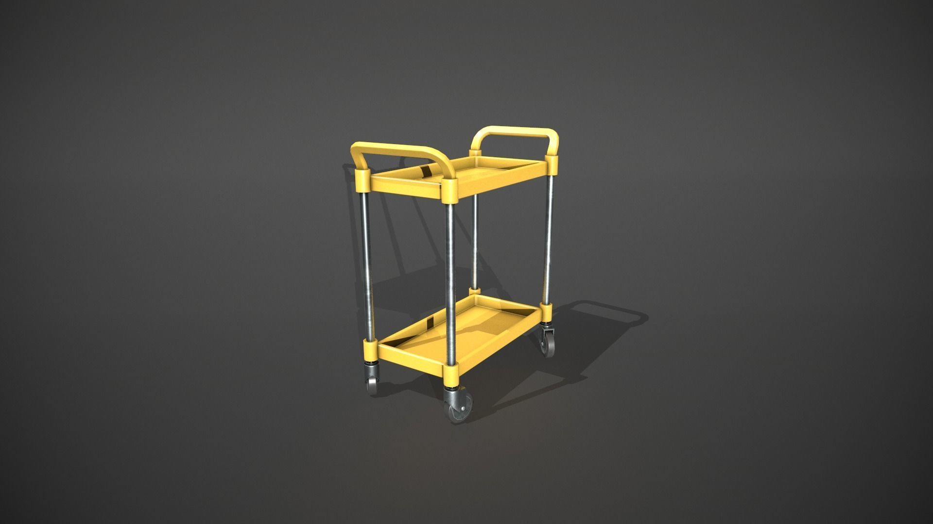 Yellow Service Cart Low-poly 3D model_1