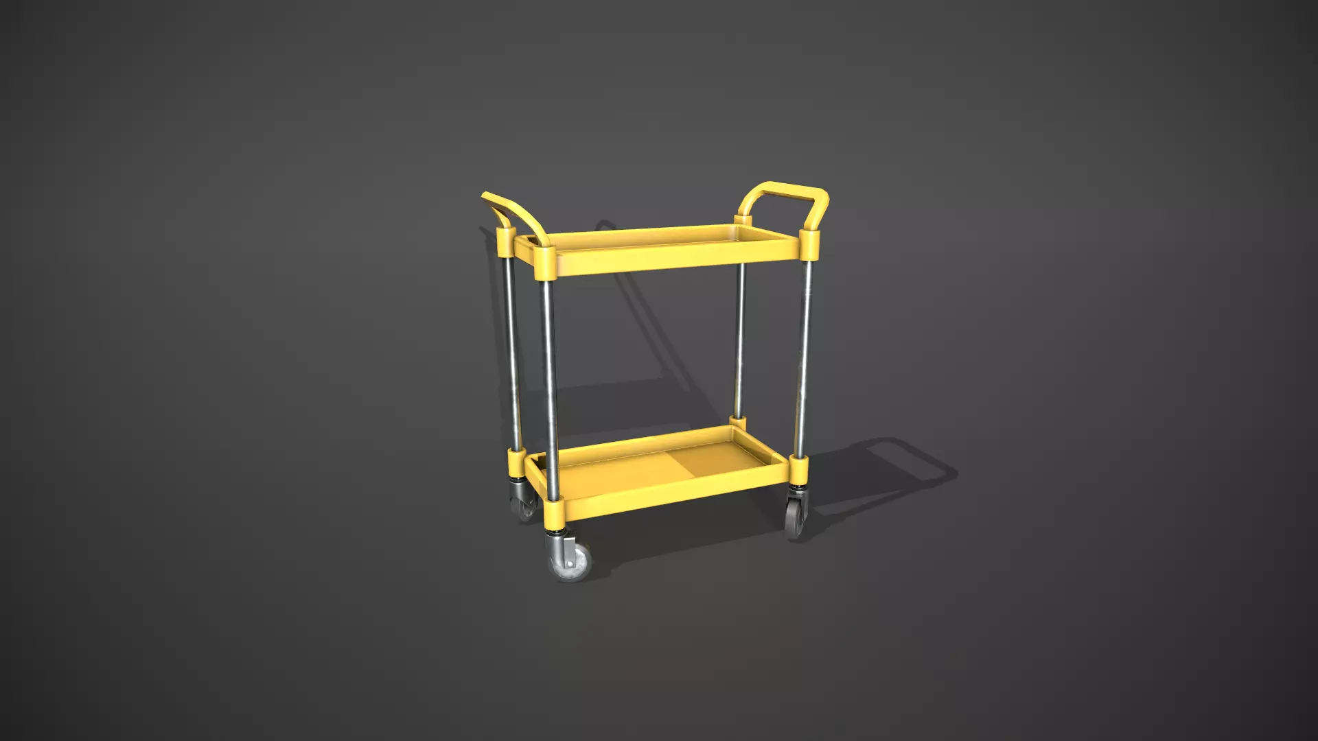 Yellow Service Cart Low-poly 3D model_0