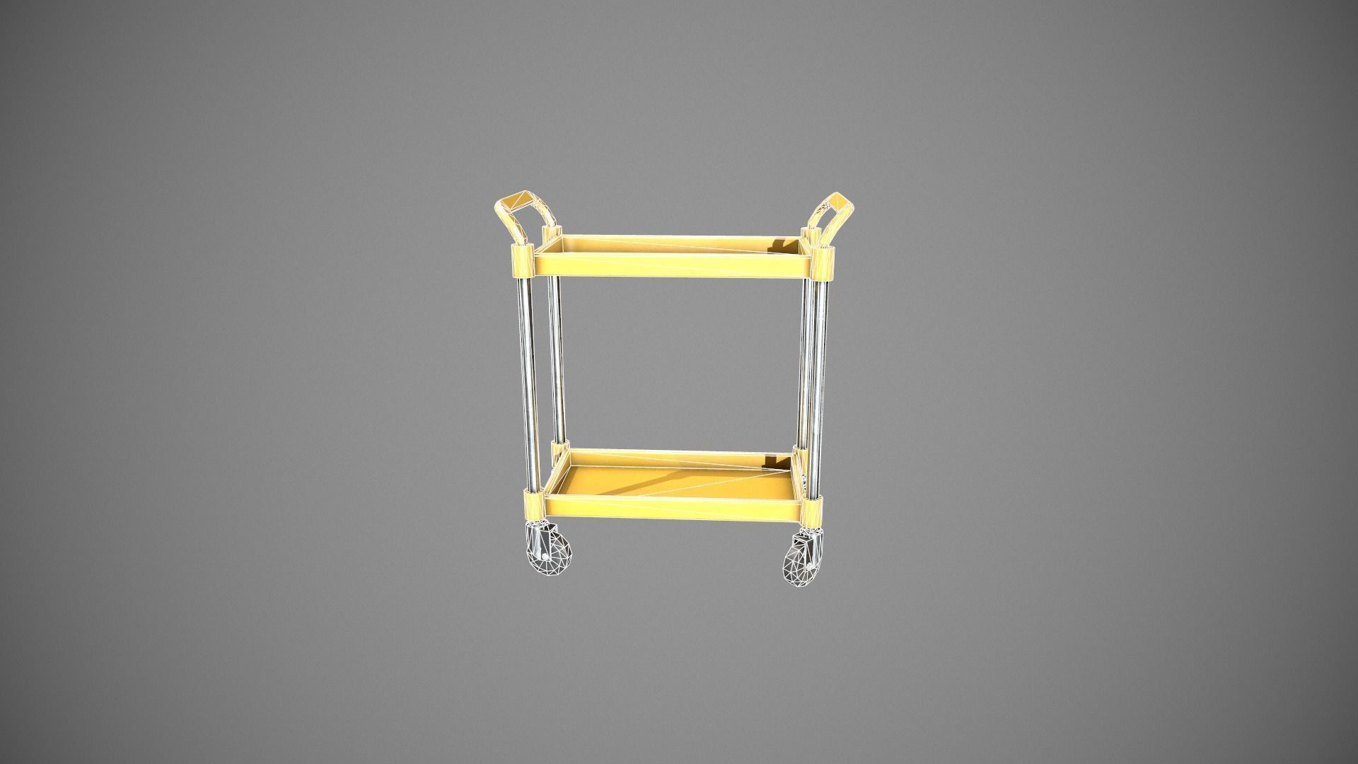 Yellow Service Cart Low-poly 3D model_22