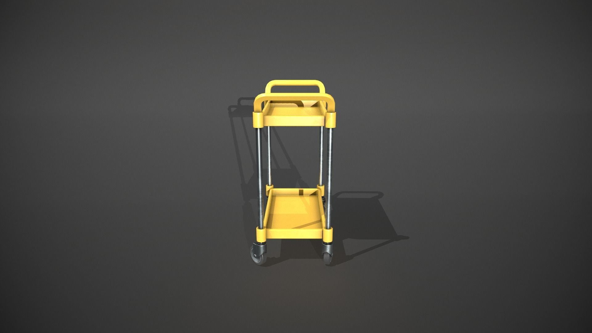 Yellow Service Cart Low-poly 3D model_2