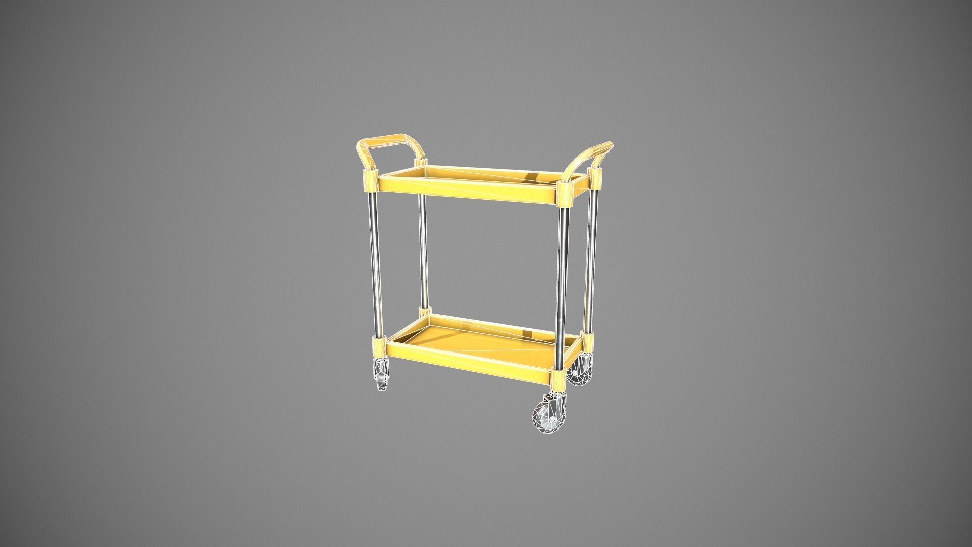 Yellow Service Cart Low-poly 3D model_16