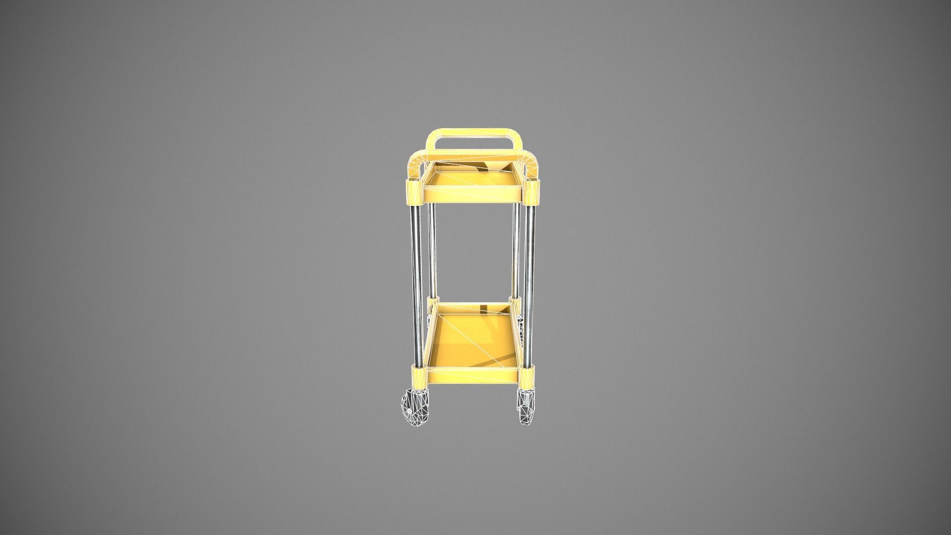 Yellow Service Cart Low-poly 3D model_14