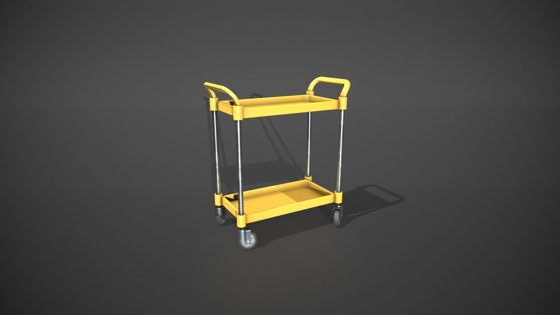 Yellow Service Cart Low-poly 3D model_11