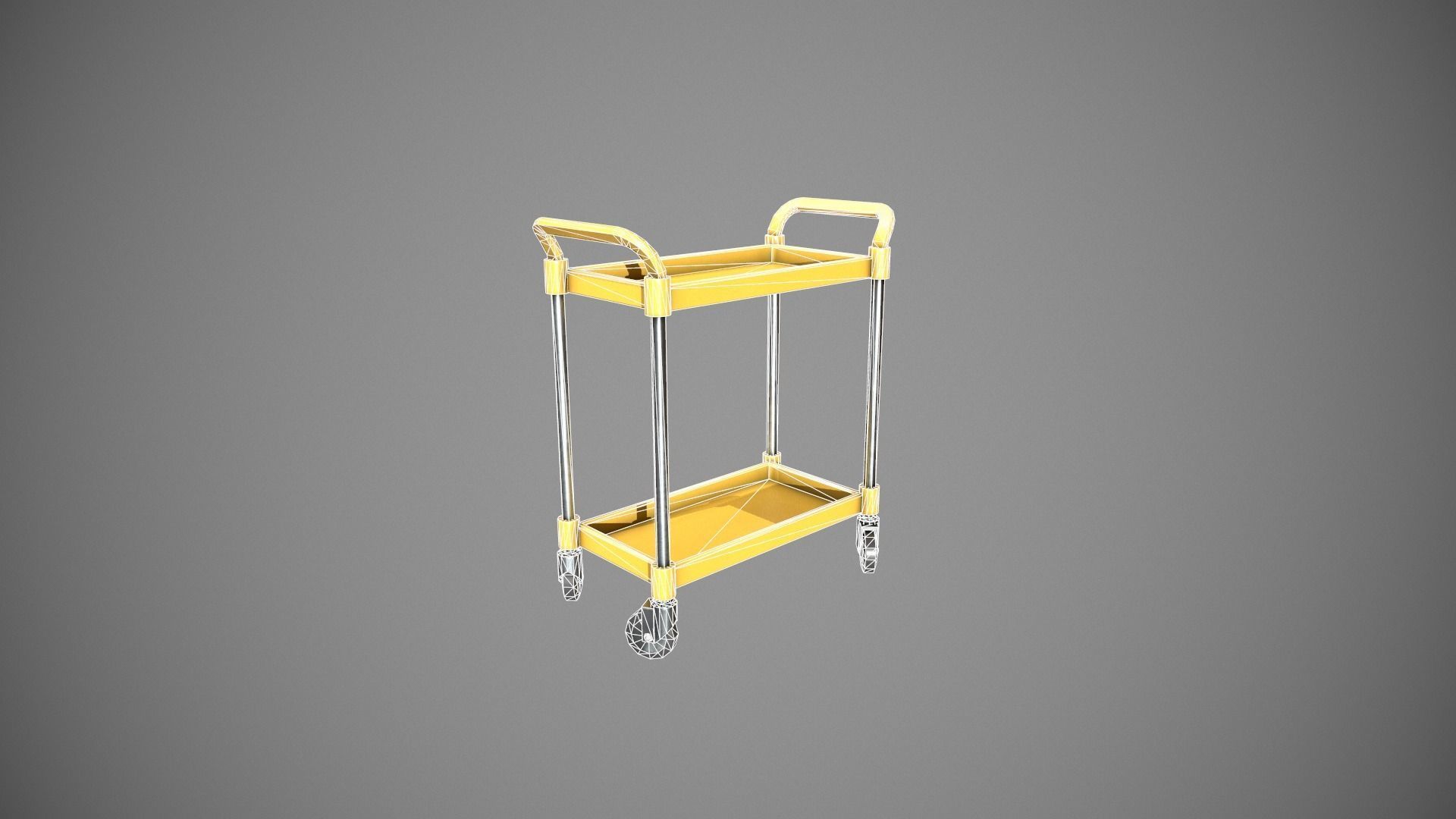 Yellow Service Cart Low-poly 3D model_18