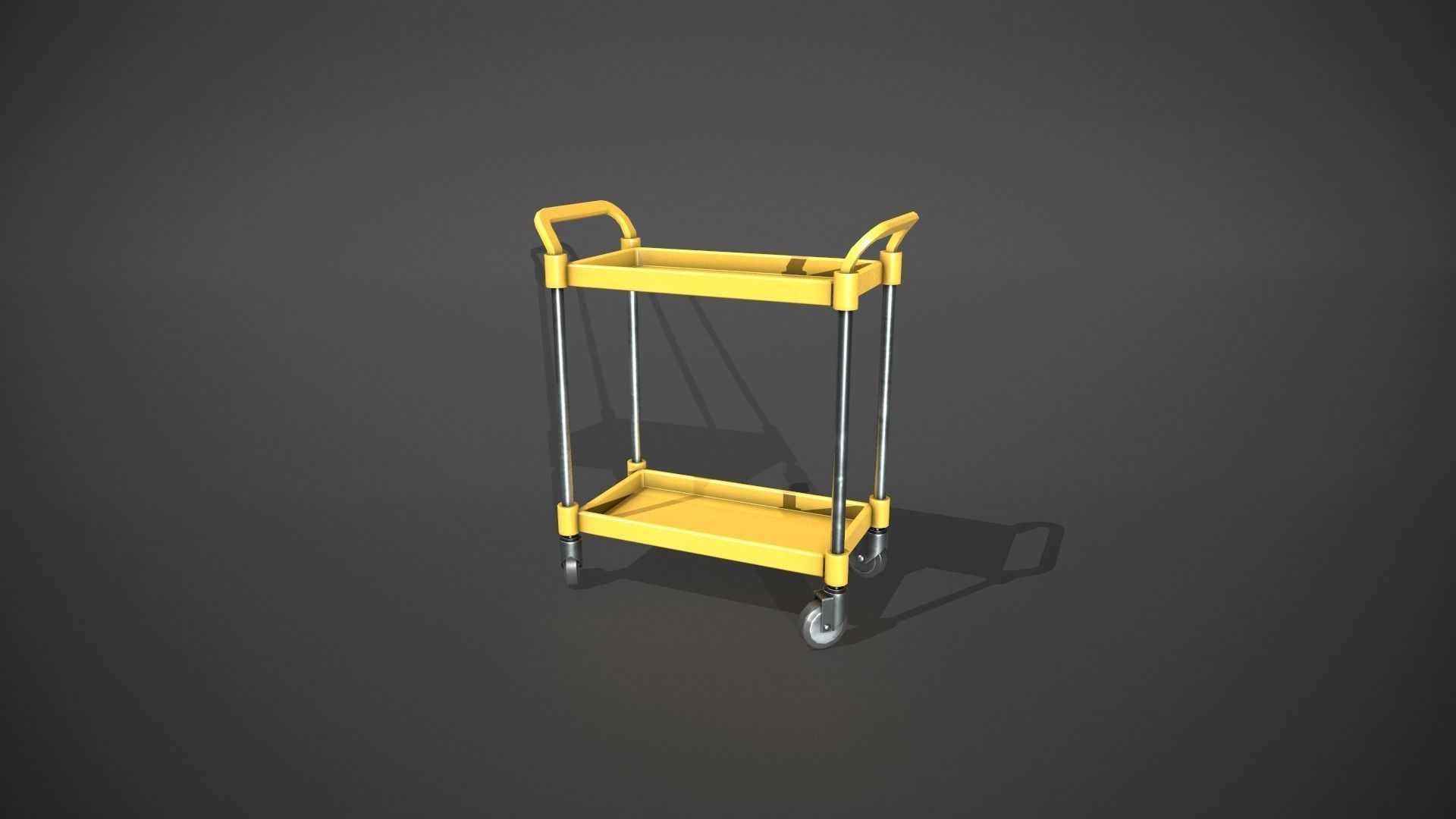 Yellow Service Cart Low-poly 3D model_4