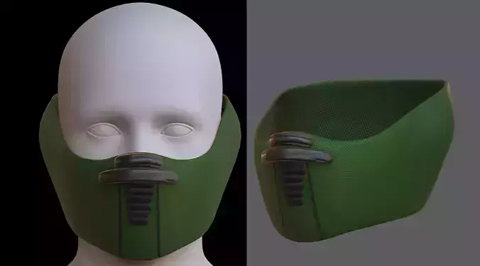 Gas mask helmet 3d model scifi Low-poly  Low-poly 3D model