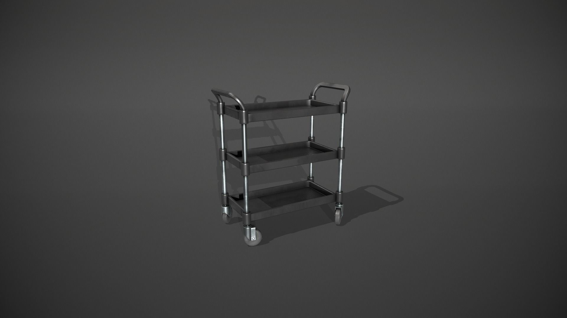 Three Tier Black Service Cart Low-poly 3D model_11