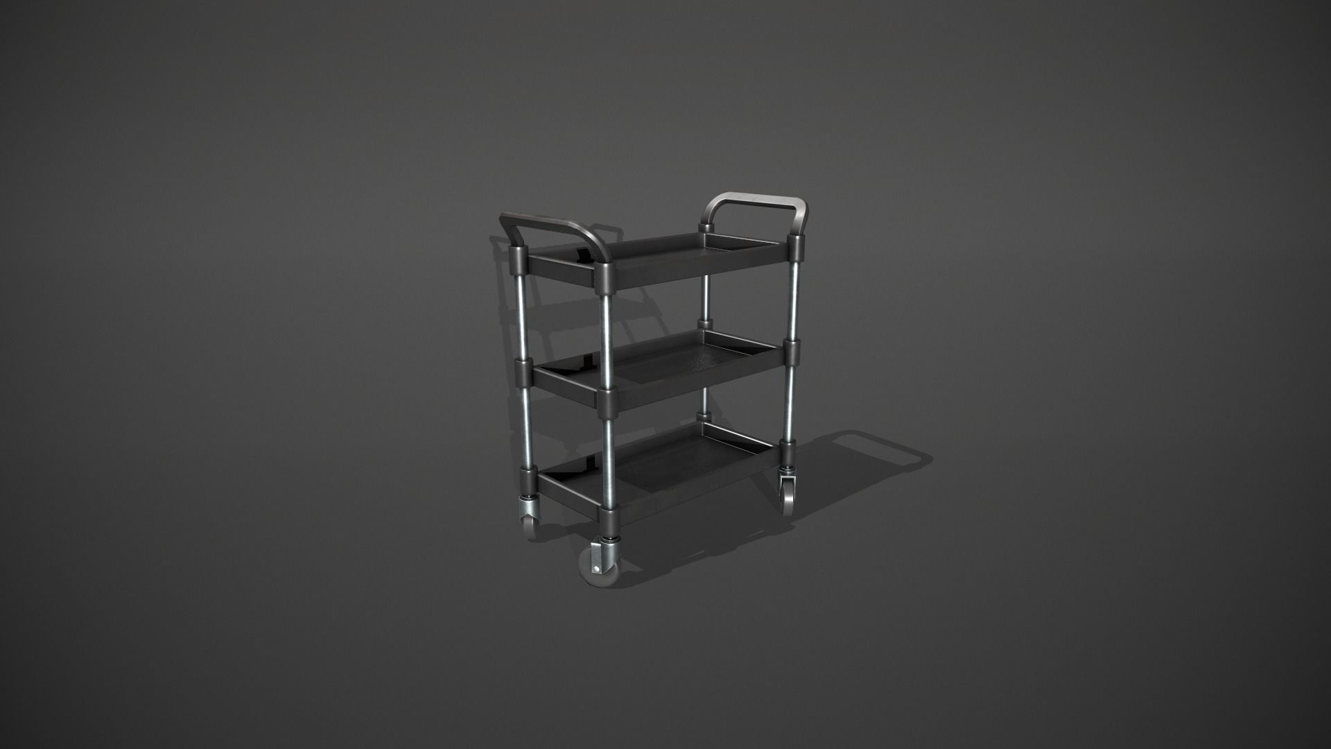 Three Tier Black Service Cart Low-poly 3D model_6