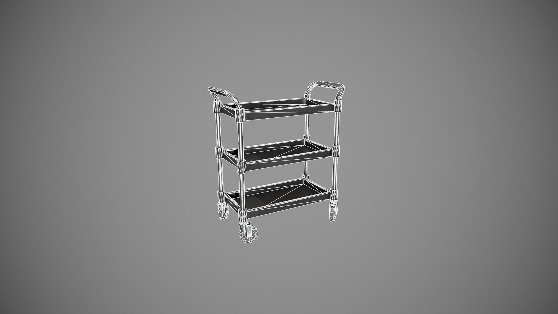 Three Tier Black Service Cart Low-poly 3D model_23