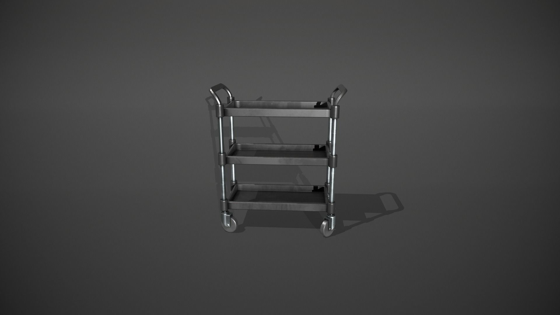 Three Tier Black Service Cart Low-poly 3D model_10
