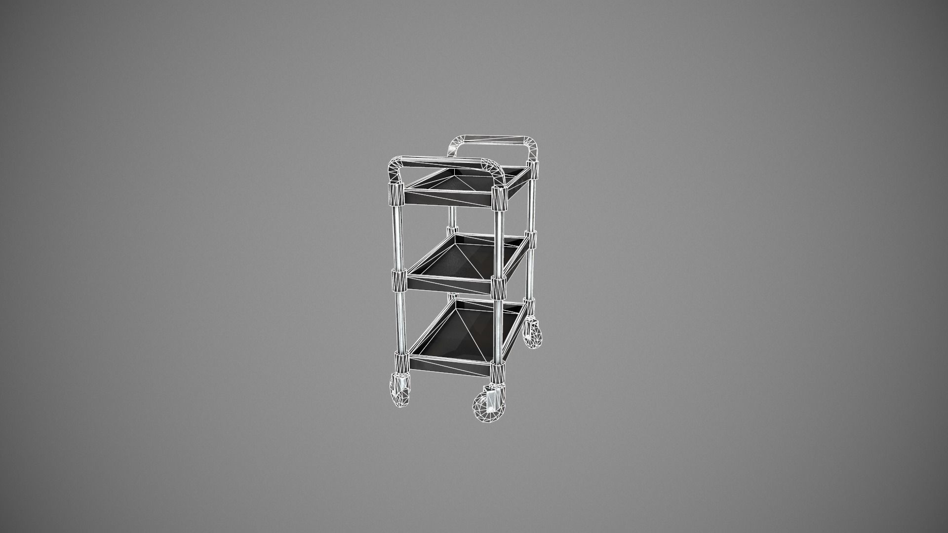 Three Tier Black Service Cart Low-poly 3D model_19