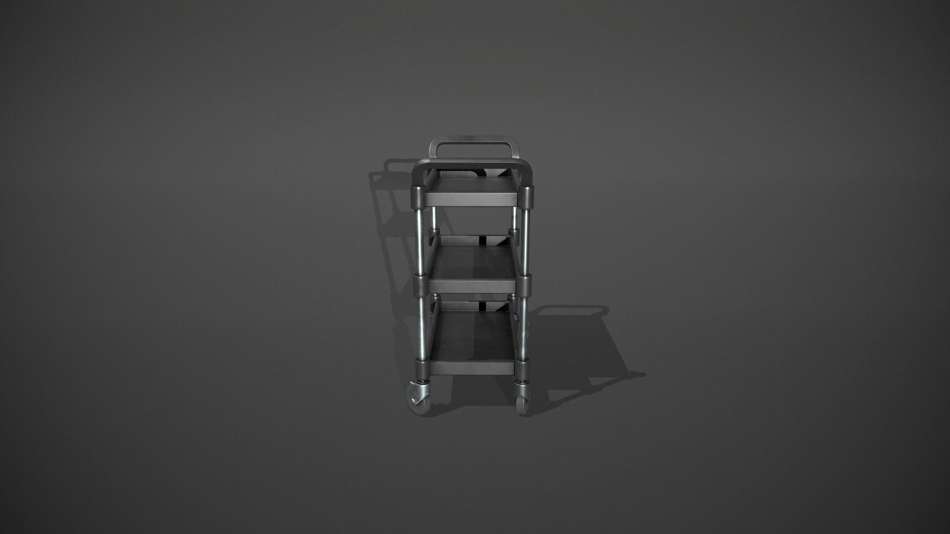 Three Tier Black Service Cart Low-poly 3D model_2