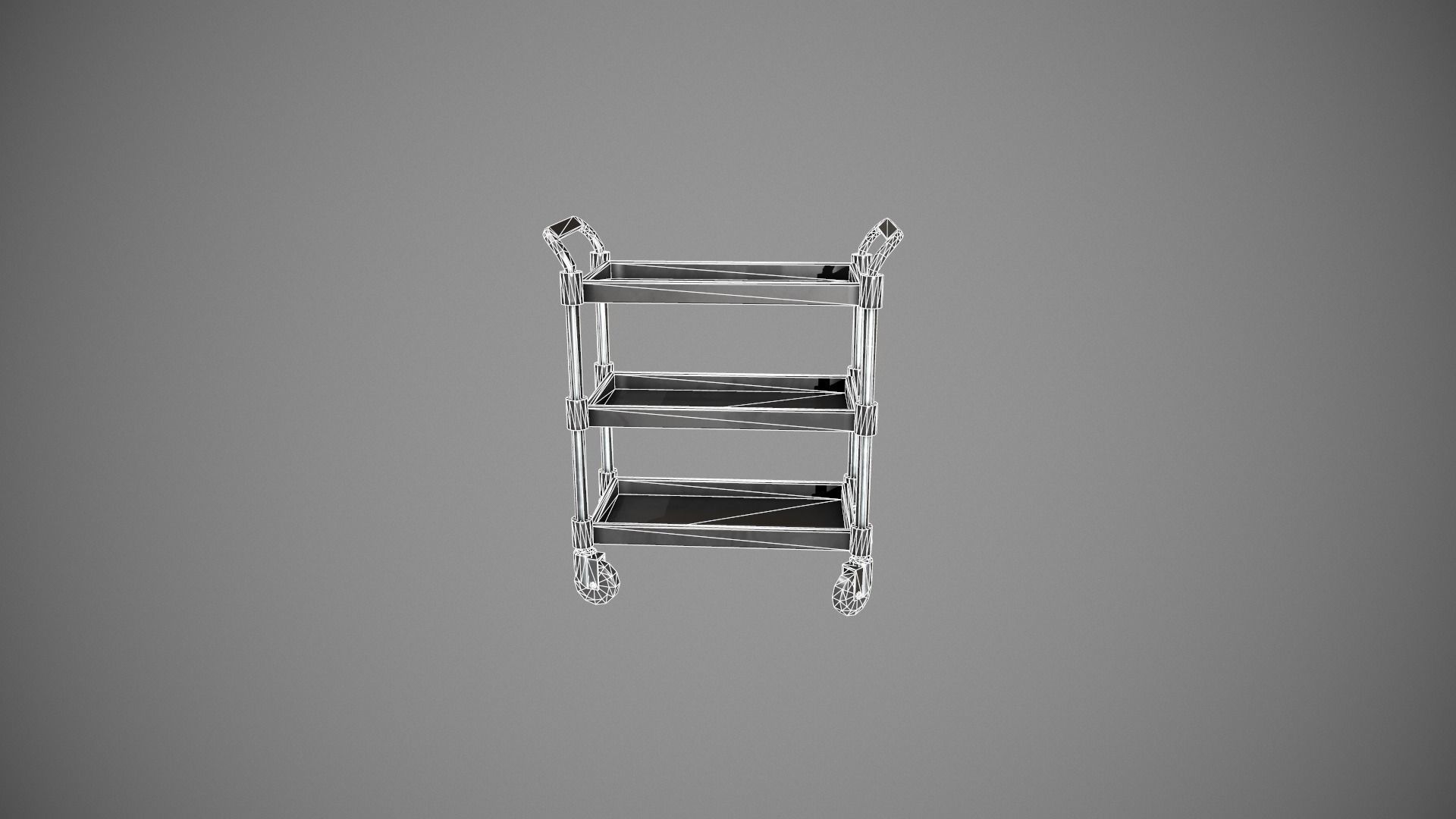 Three Tier Black Service Cart Low-poly 3D model_22