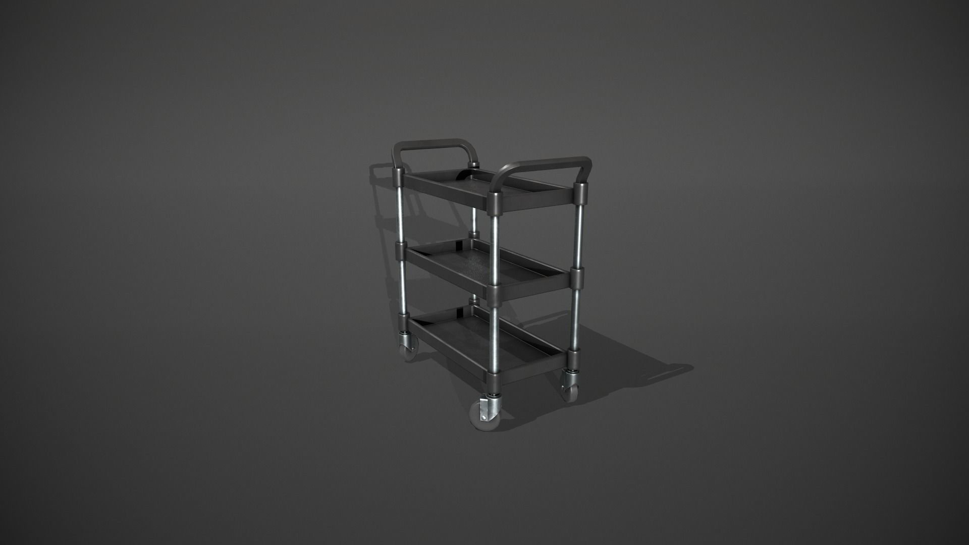 Three Tier Black Service Cart Low-poly 3D model_3